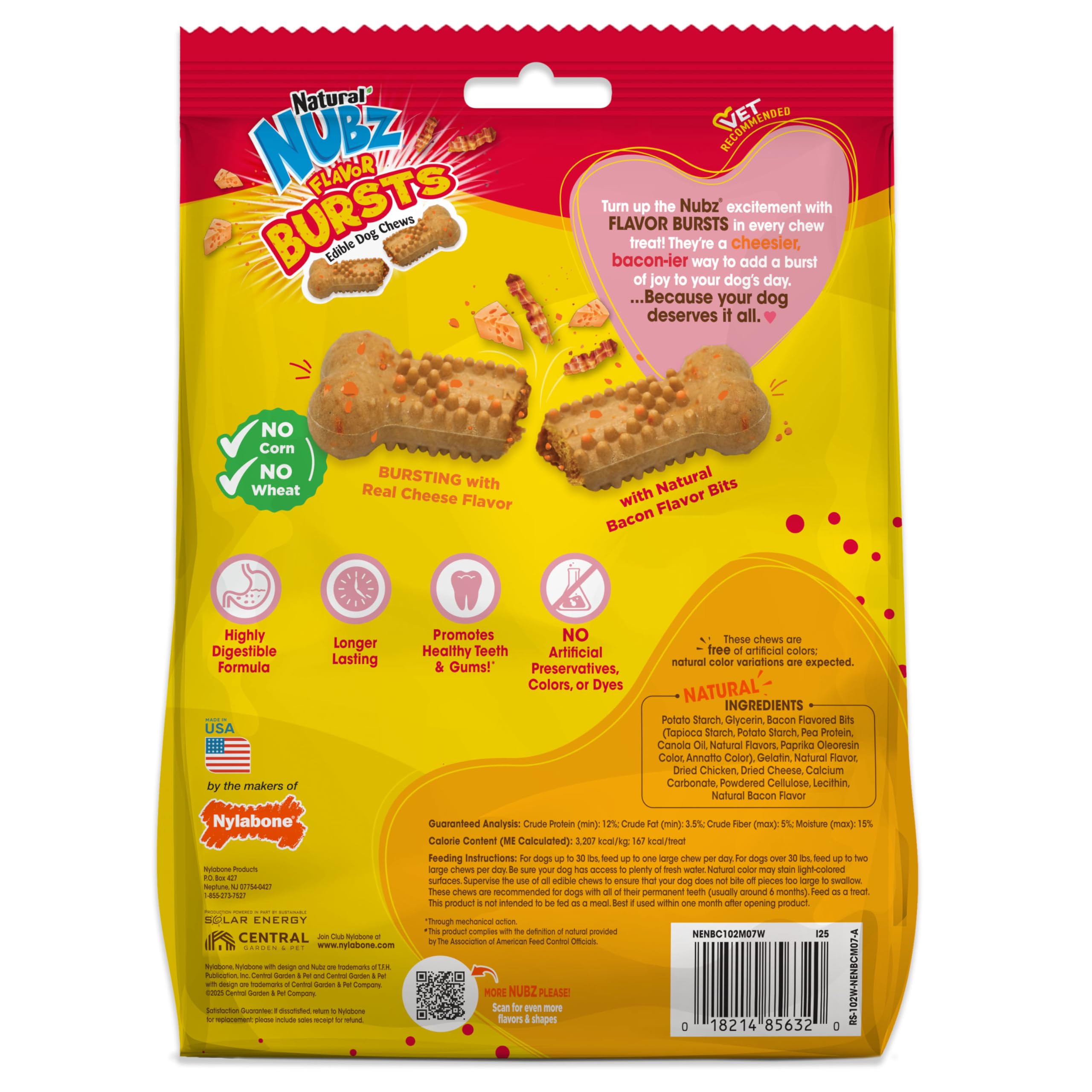 Nylabone Nubz Flavor Bursts: texture engageante qui prolonge le temps de jeu et de mastication.