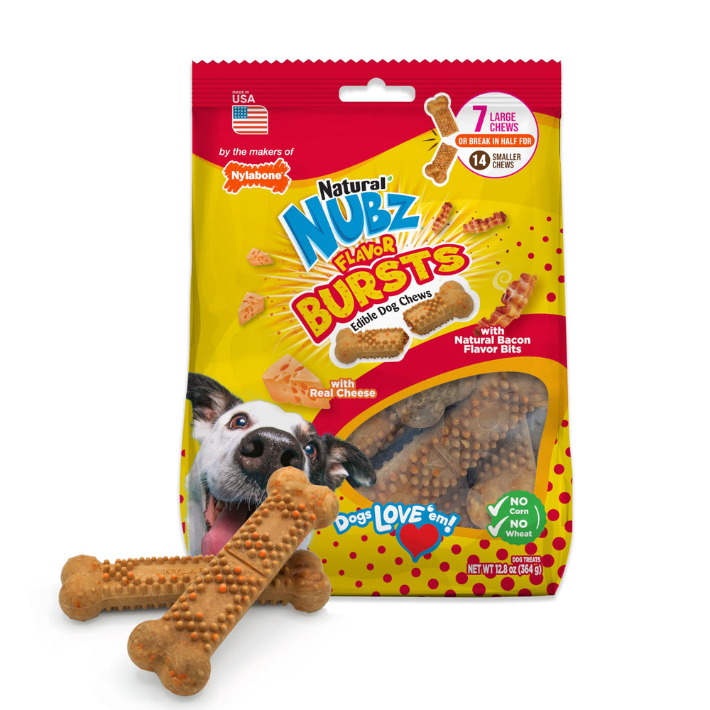 Nylabone Nubz Flavor Bursts: os bacon-fromage savoureux pour occuper les chiens qui aiment mâcher.