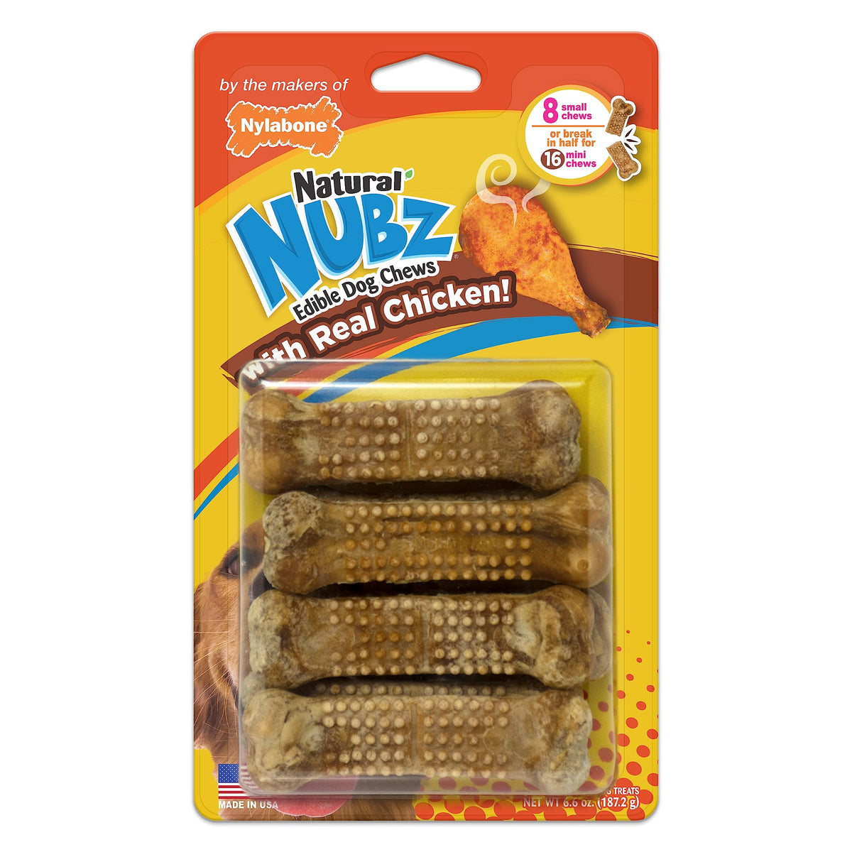 Nylabone Nubz friandise dentaire poulet pour petits chiens, mastication engageante