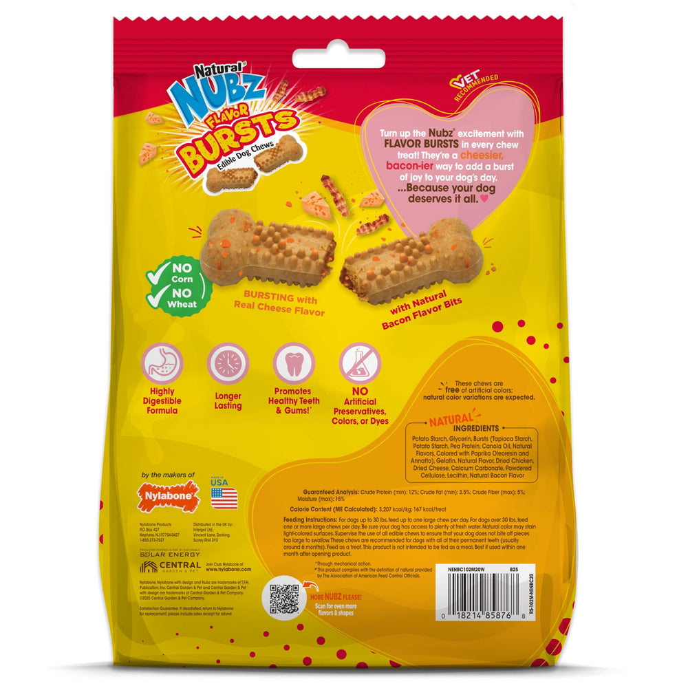 Nylabone Nubz saveurs naturelles bacon-fromage pour plaisir du chien.