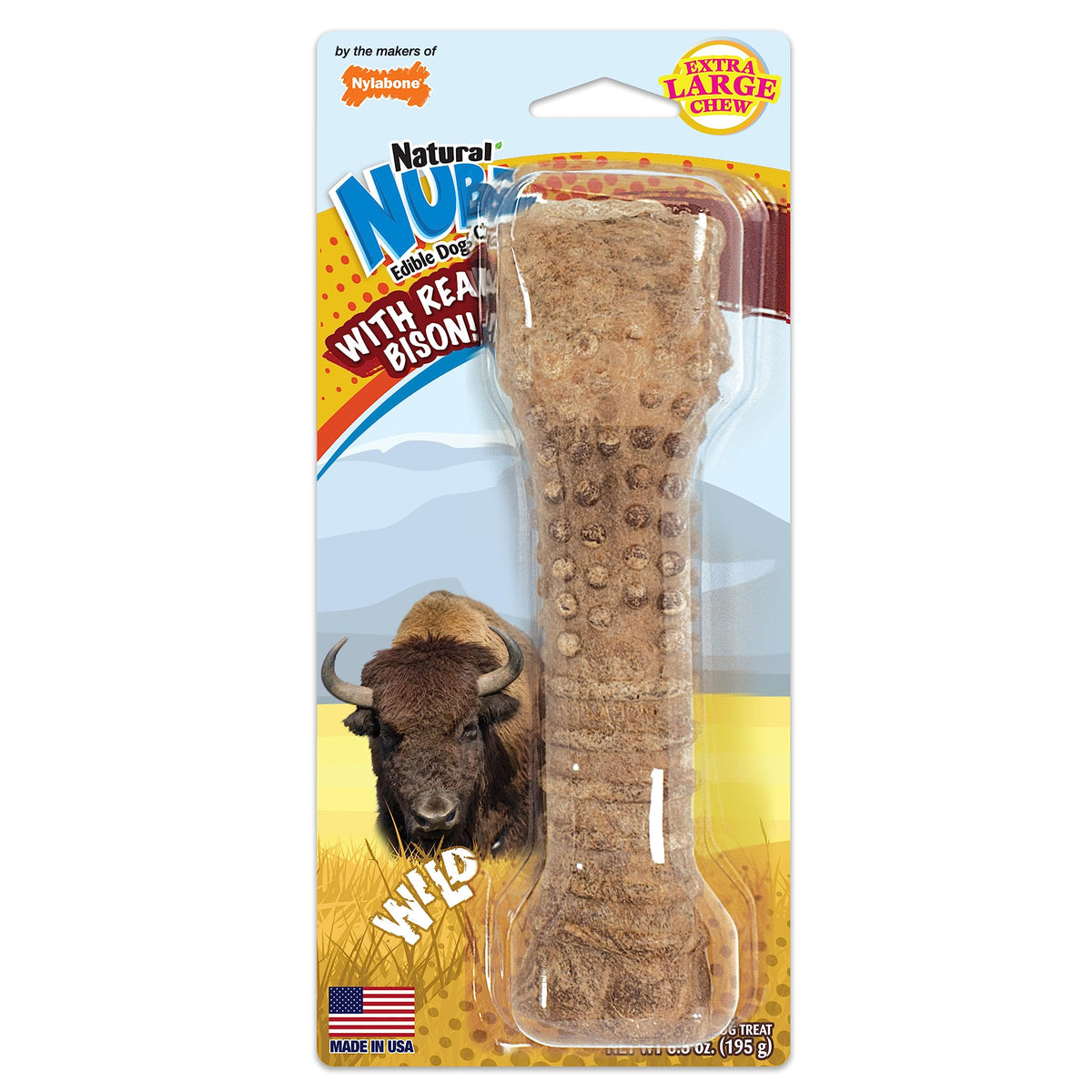 Nylabone Nubz Wild – os à mâcher bison – longue durée pour grands chiens