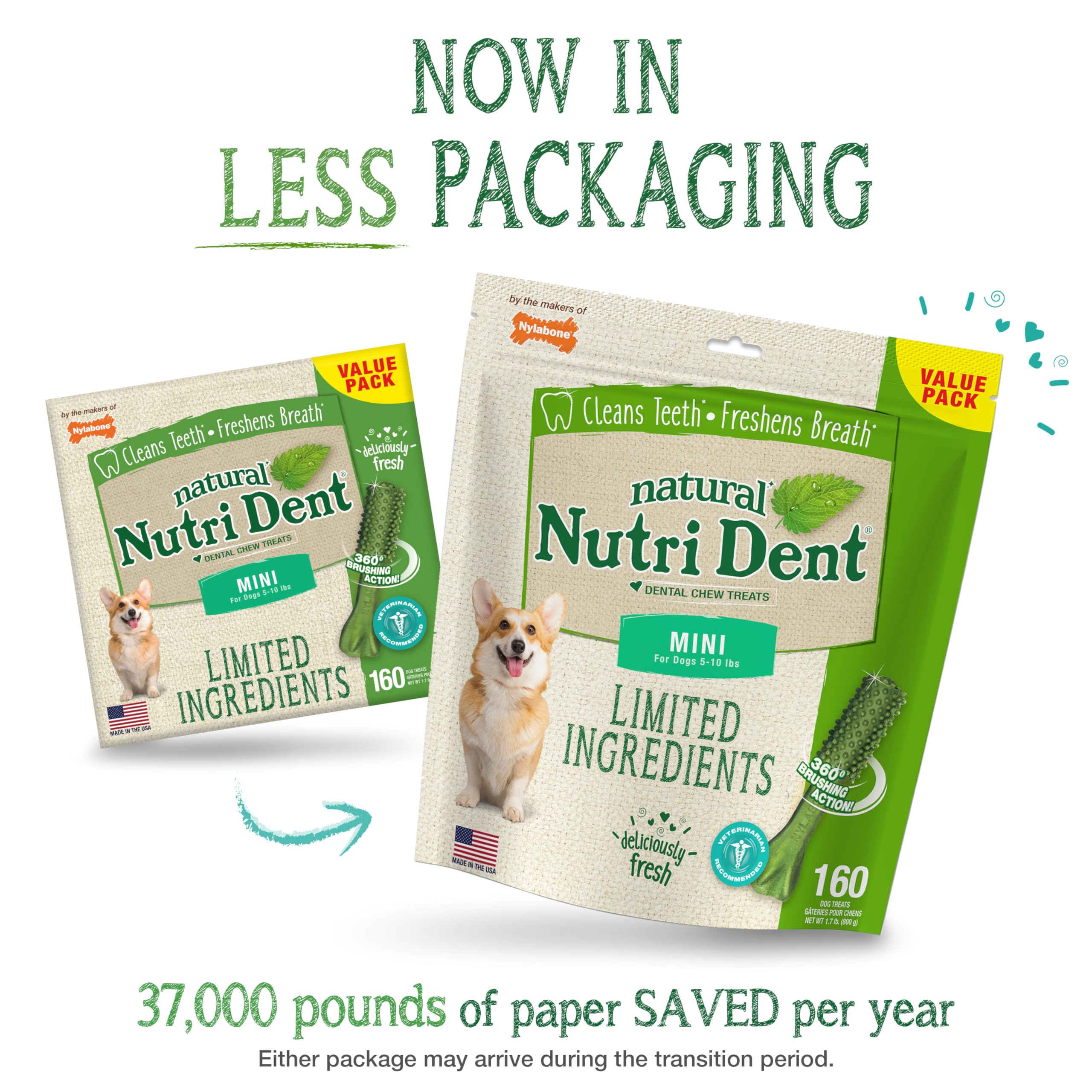 Nutri Dent, bosses nettoyantes 360°, nettoie dents et haleine.