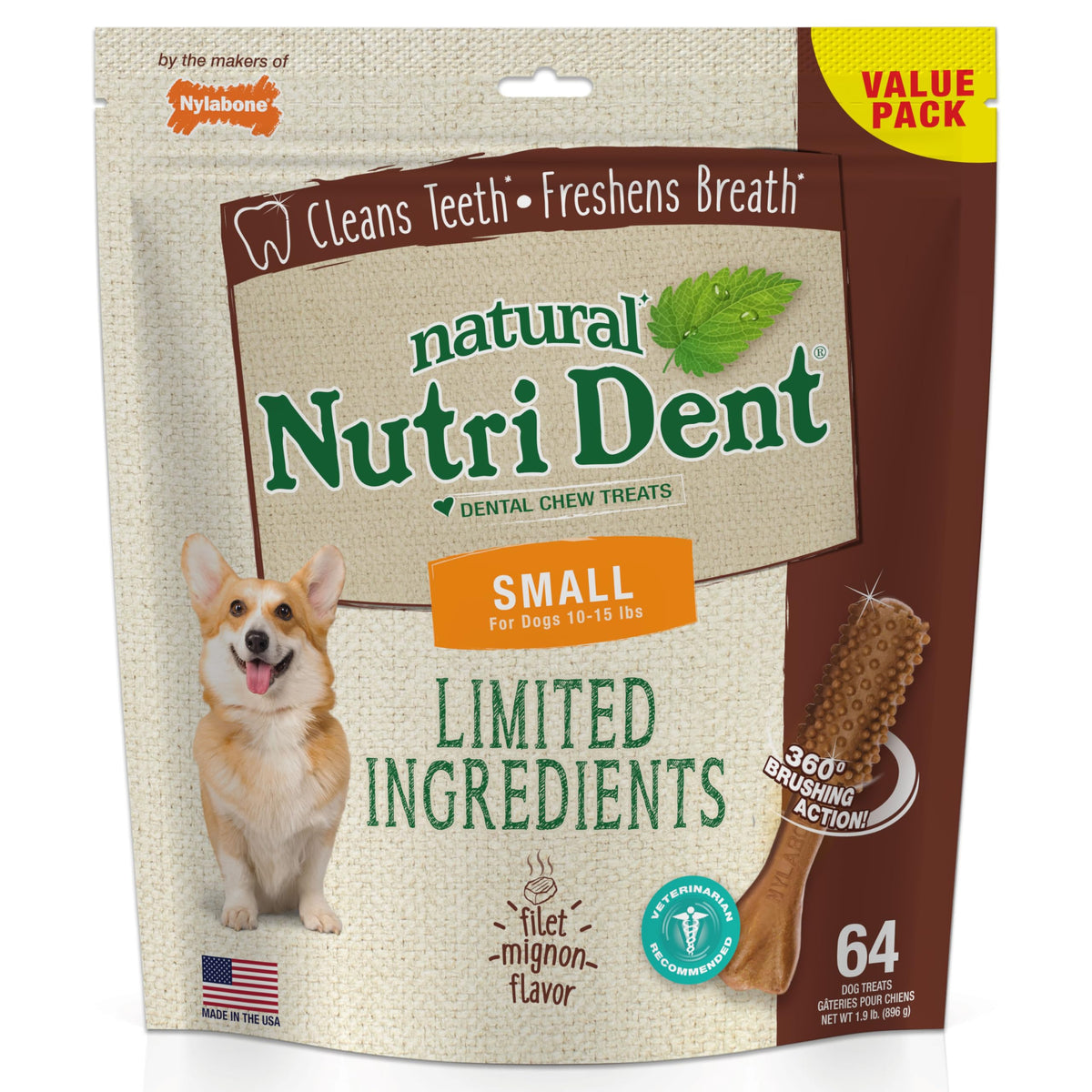 Nylabone Nutri Dent nettoyage dents 360 degrés pour petits chiens