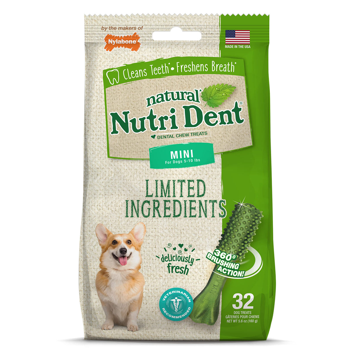 Nylabone Nutri Dent, os dentaire mini, nettoyage en douceur des dents.