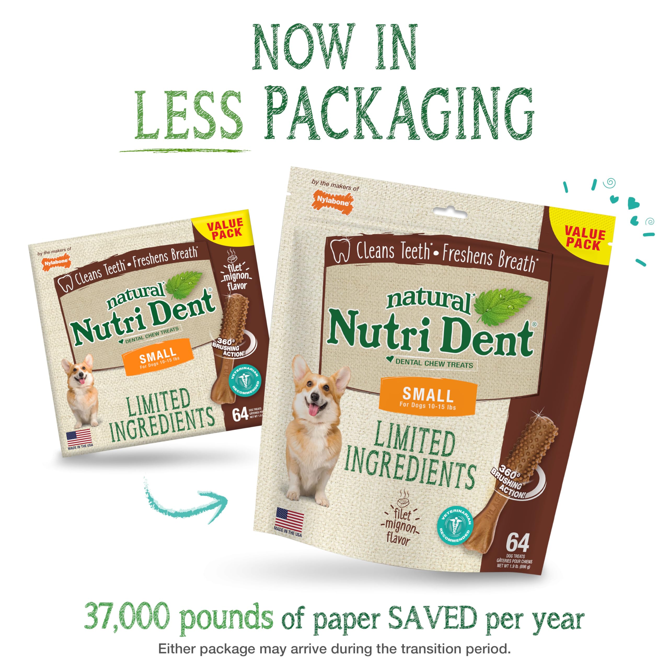 Nutri Dent saveur filet mignon pour petits chiens, appétence garantie