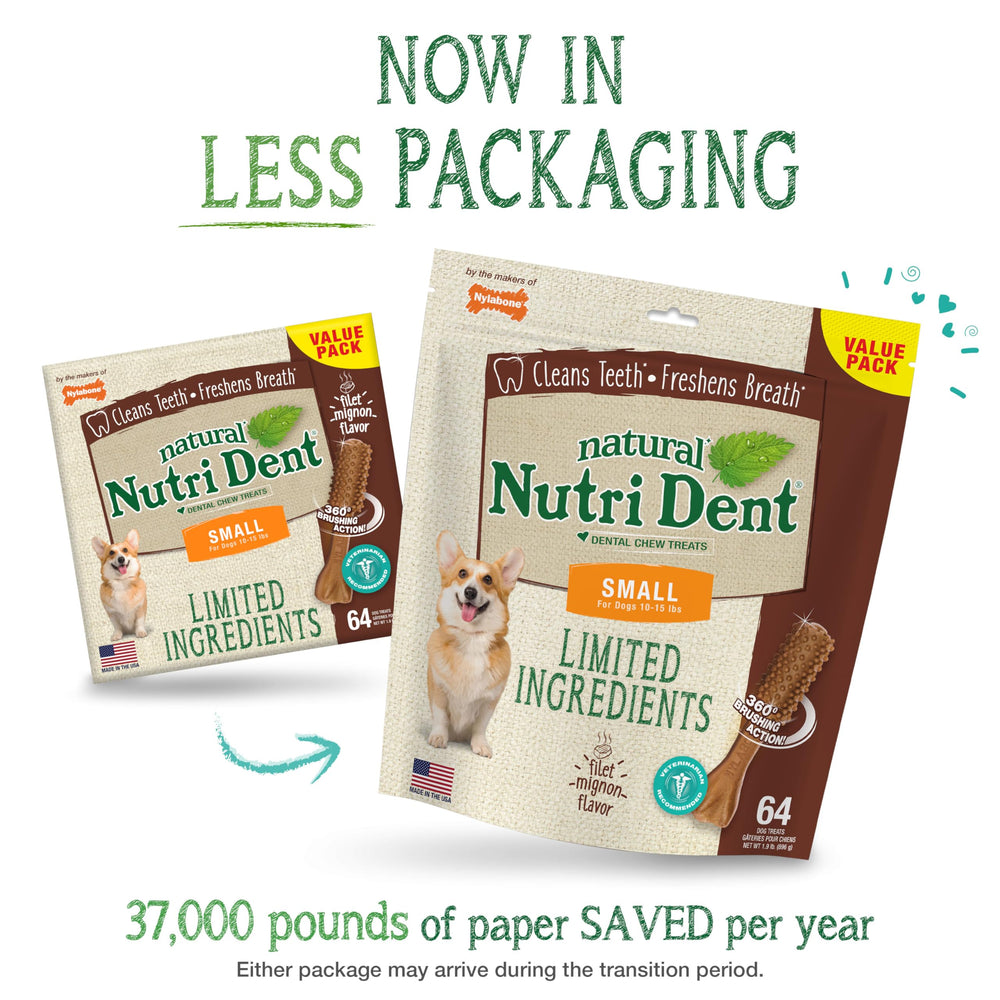 Nutri Dent saveur filet mignon pour petits chiens, appétence garantie