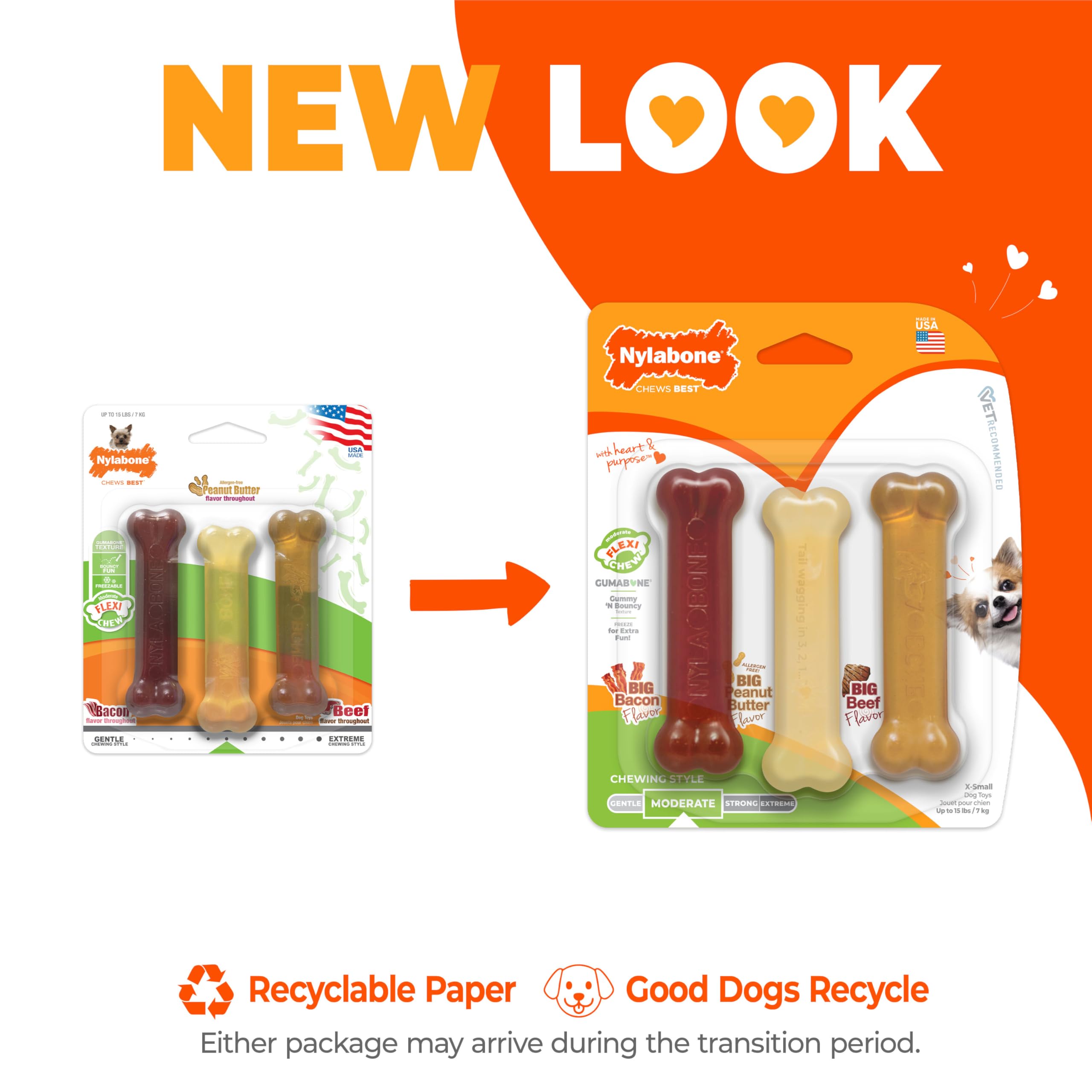 Nylabone os-flexi à mâcher, jouet pour petit chien.
