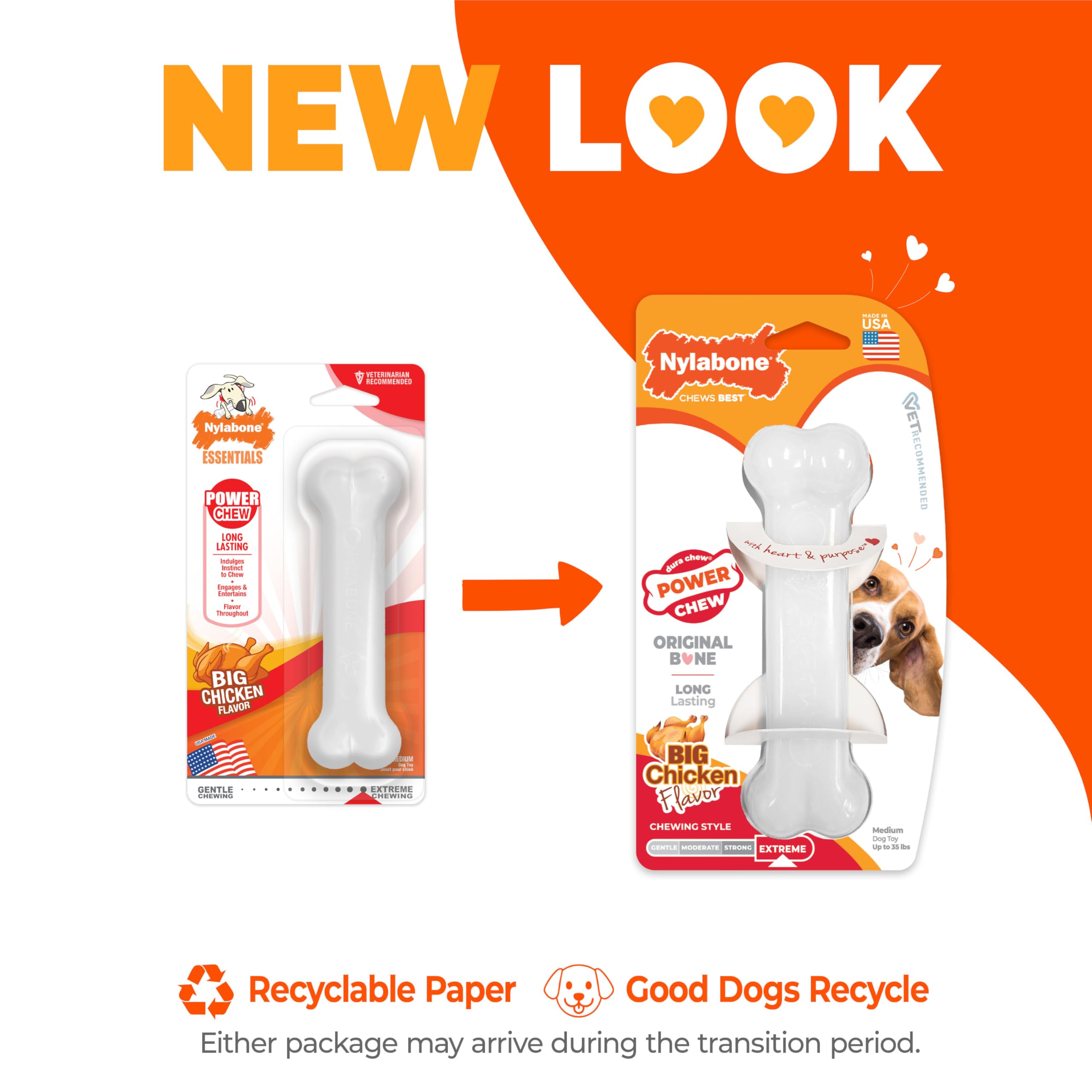 Nylabone Original Bone Power Chew texture durable: résiste au mordillage intense.