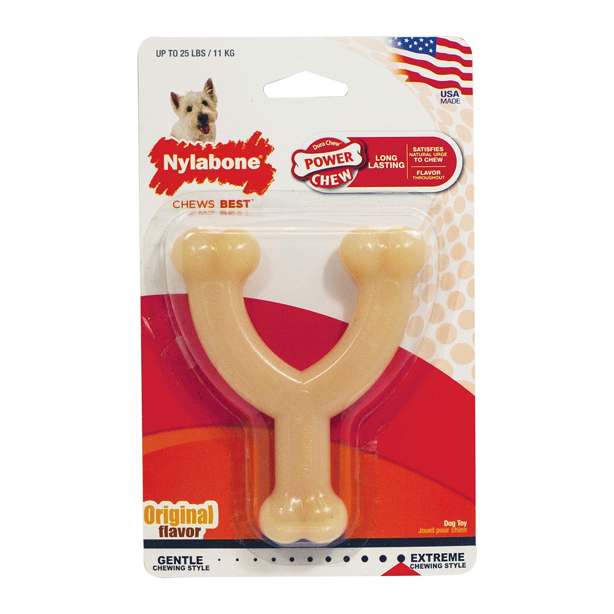 Goût poulet savoureux sur le Wishbone Power Chew Toy pour séance de jeu