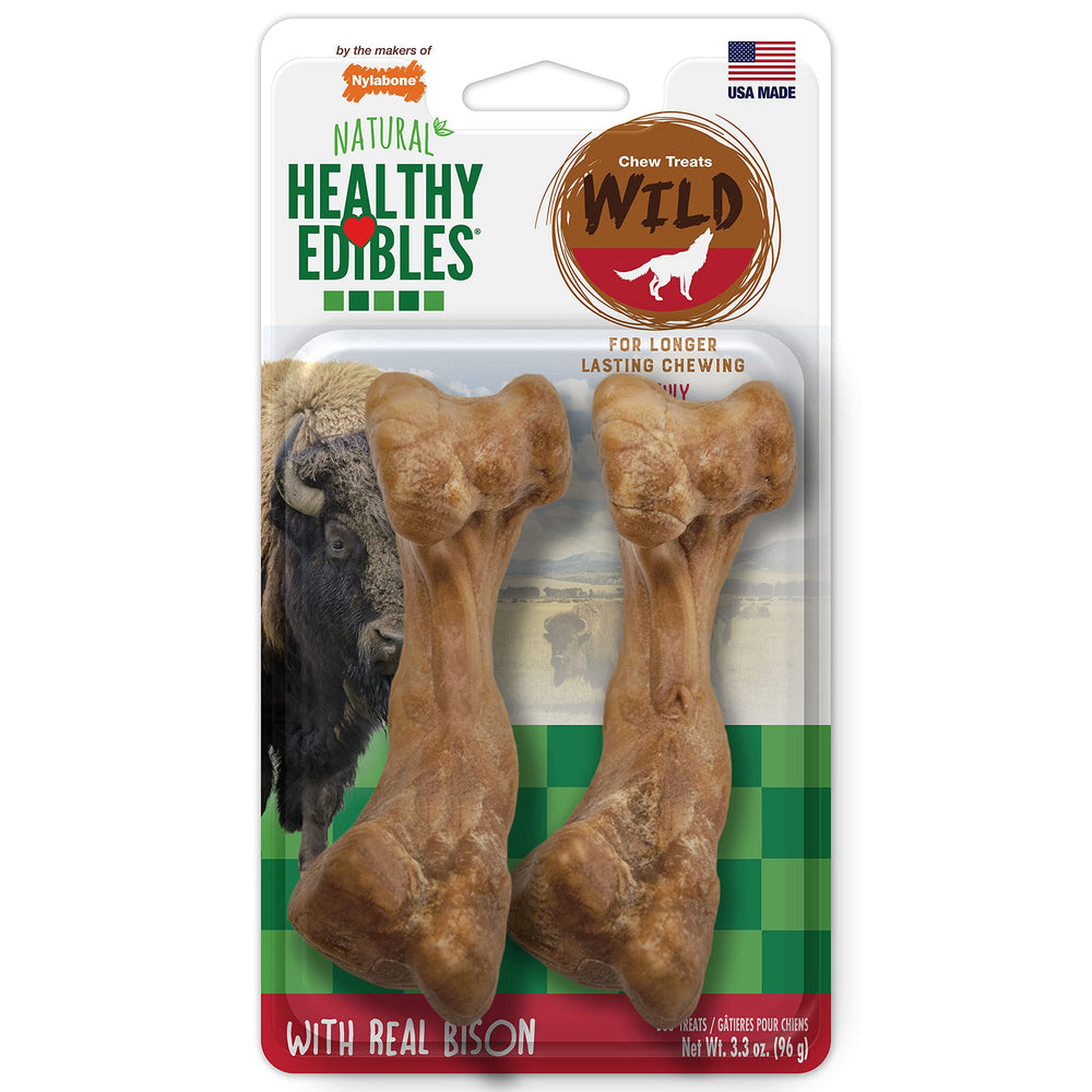 Nylabone os-bison naturel pour chien, favorise une mastication saine