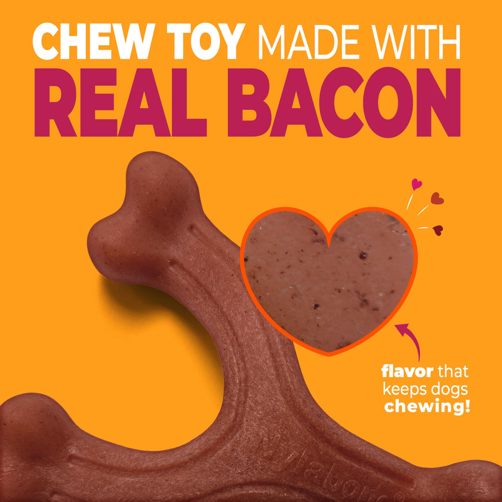 Nylabone Wishbone en bacon, robuste pour mâcheurs forts et actifs.