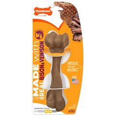 Nylabone os-femur-bison-venaison : plaisir durable et nettoyage dentaire lors du mâchage.