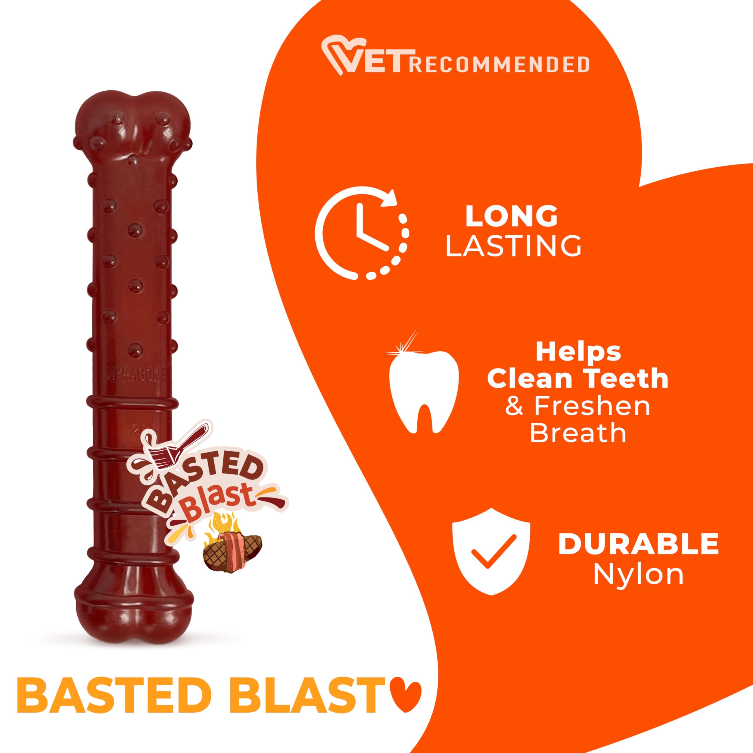 Nylabone Os forme os classique favorise une mastication naturelle et régulière.