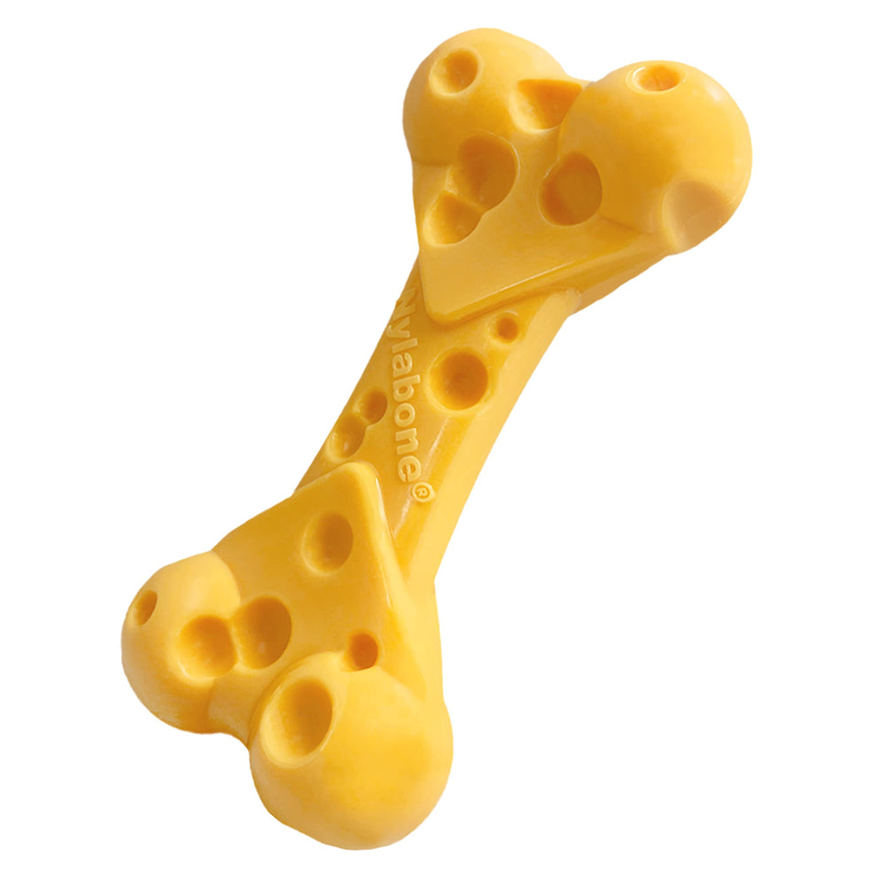 Nylabone Os Fromage Puissance en gros plan, plaisir de mastication intense.