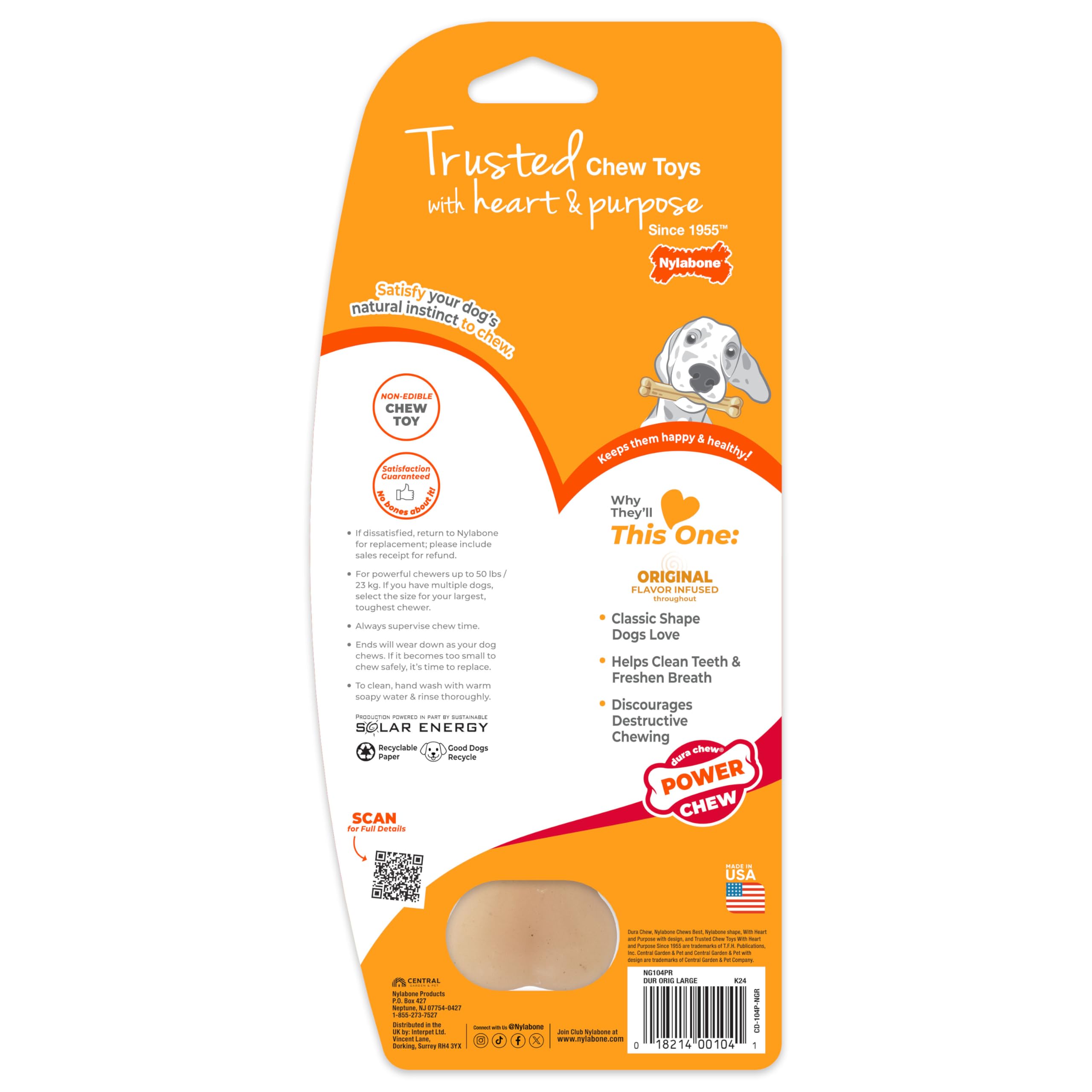 Nylabone Os Original Puissant, offre des heures de divertissement sûres.