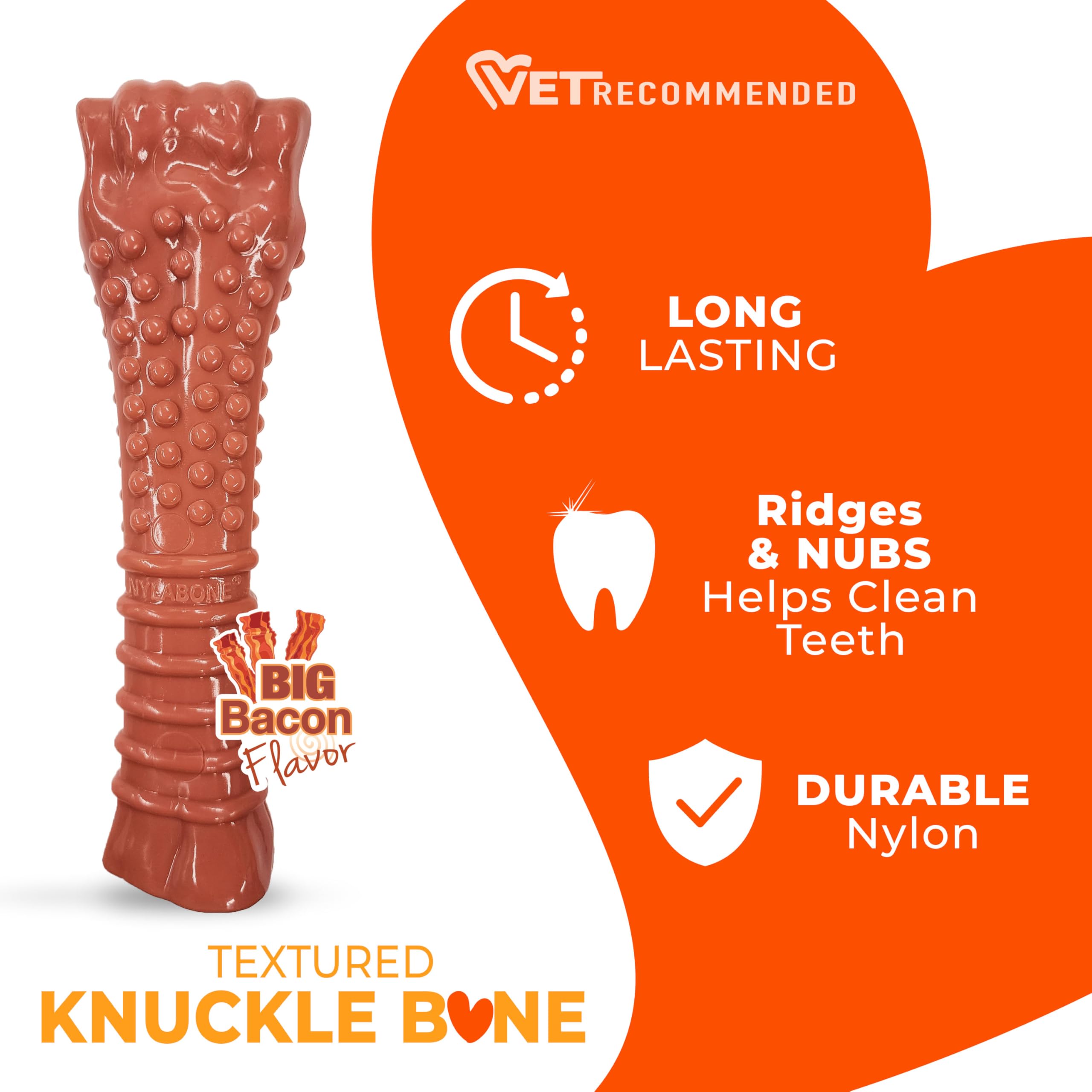 Jouet Nylabone os texturé pour articulation et nettoyage des dents, saveur poitrine salée.