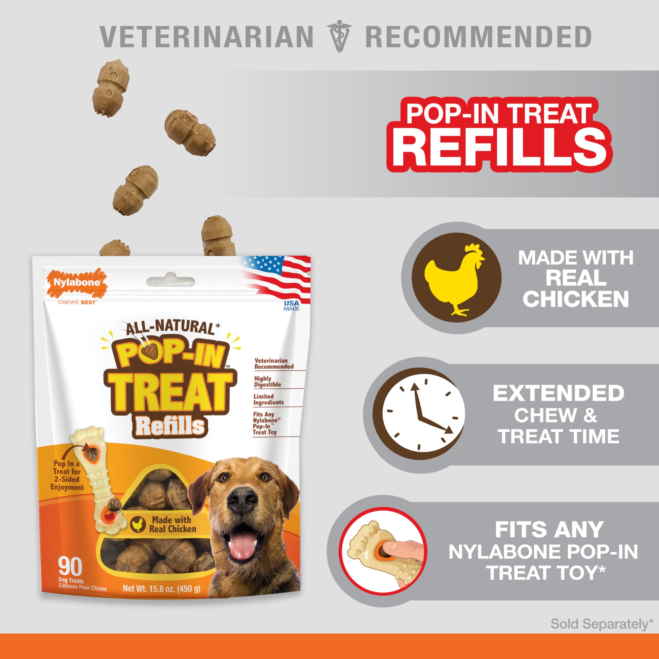 Nylabone Pop-In friandises poulet pour distributeur, sessions gourmandes