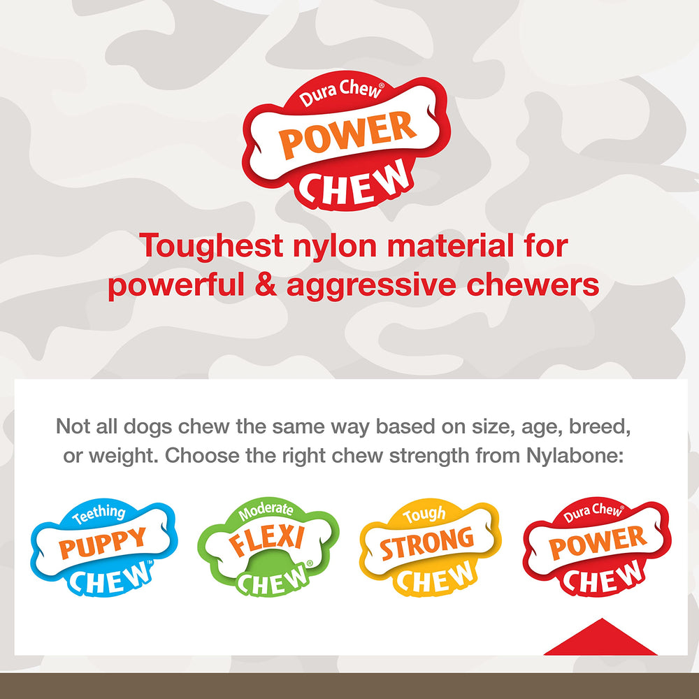 Nylabone Power Chew Camo, design multi-texturé, occupe l’animal tout en satisfaisant son instinct.