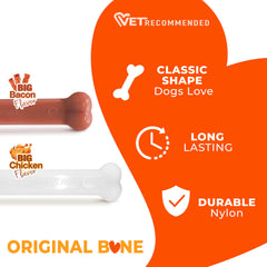 Nylabone Power Chew, os long bacon, conçu pour chiens forts.