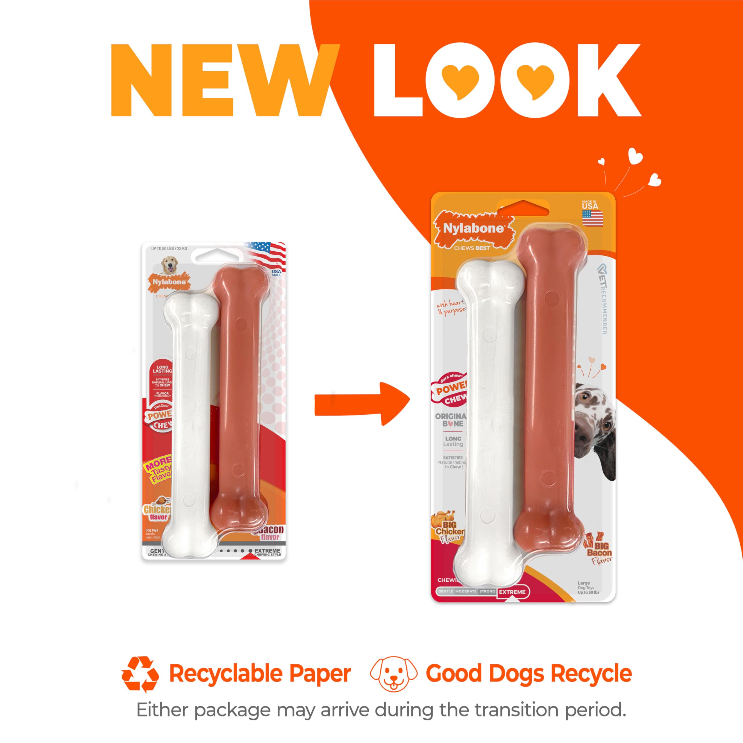 Nylabone Power Chew, os classique poulet, friandise appétissante et durable.