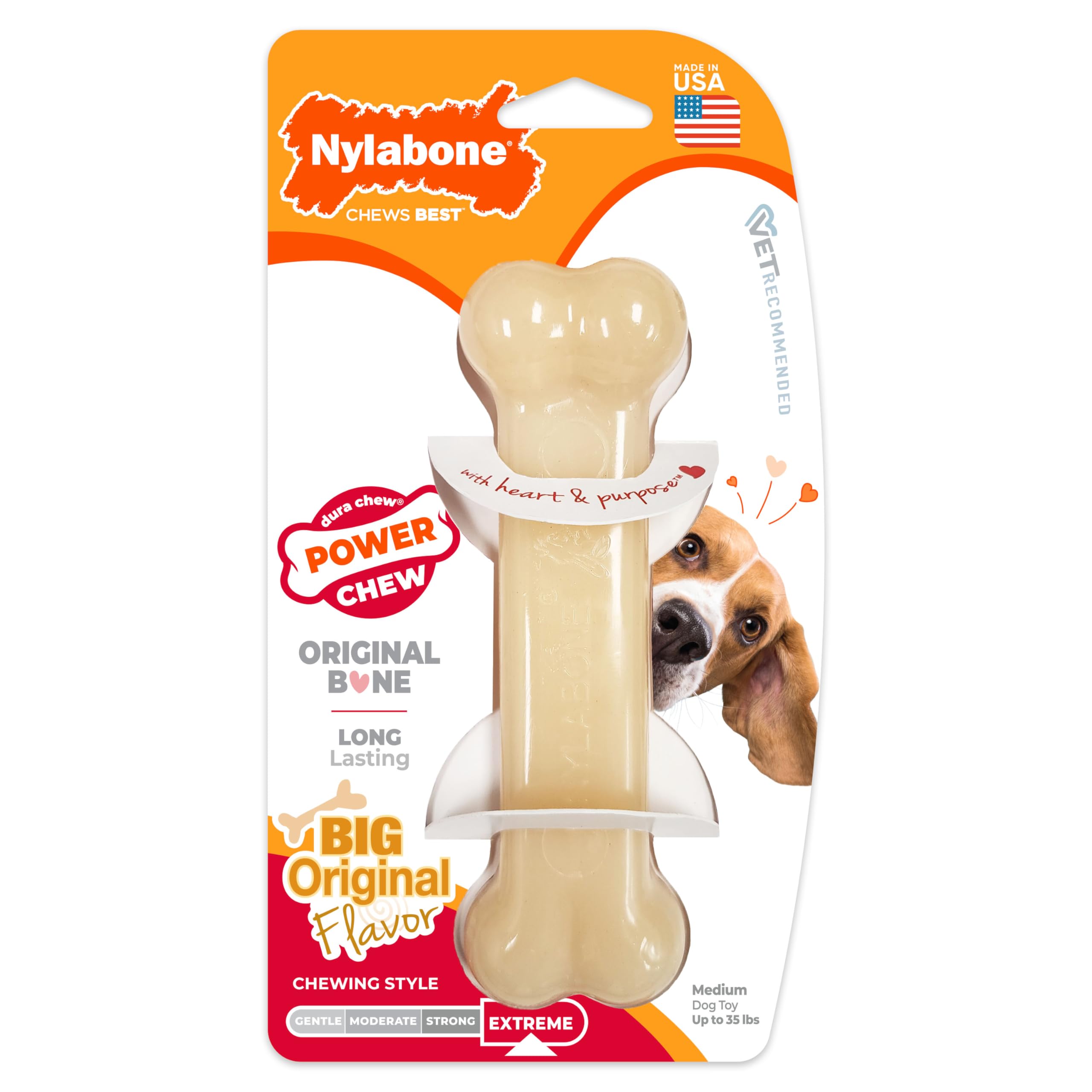 Nylabone Power Chew Os Original, utilisation quotidienne pour occuper et canaliser l’énergie.
