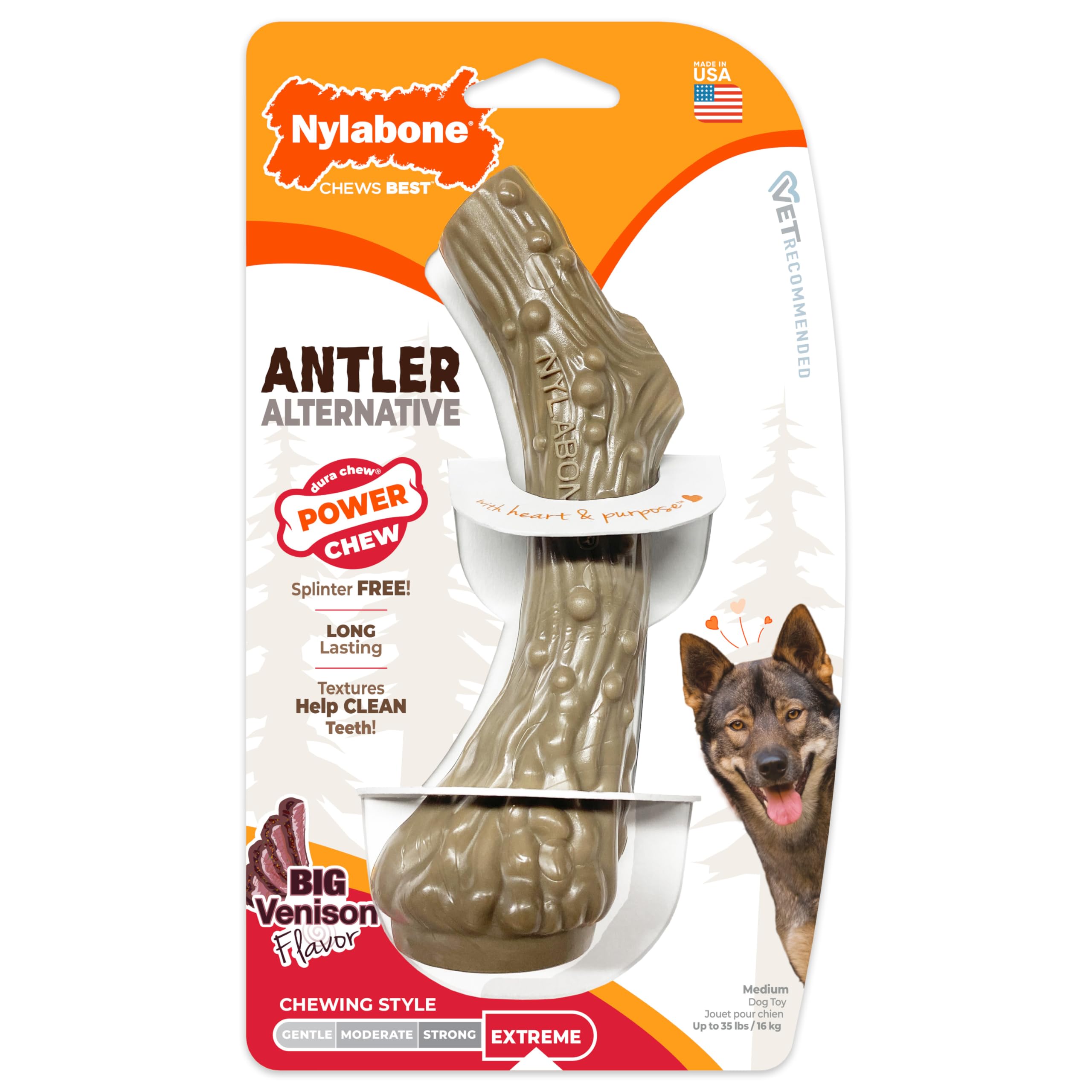 Saveur venison persistante sur le Power Chew pour plus de plaisir.