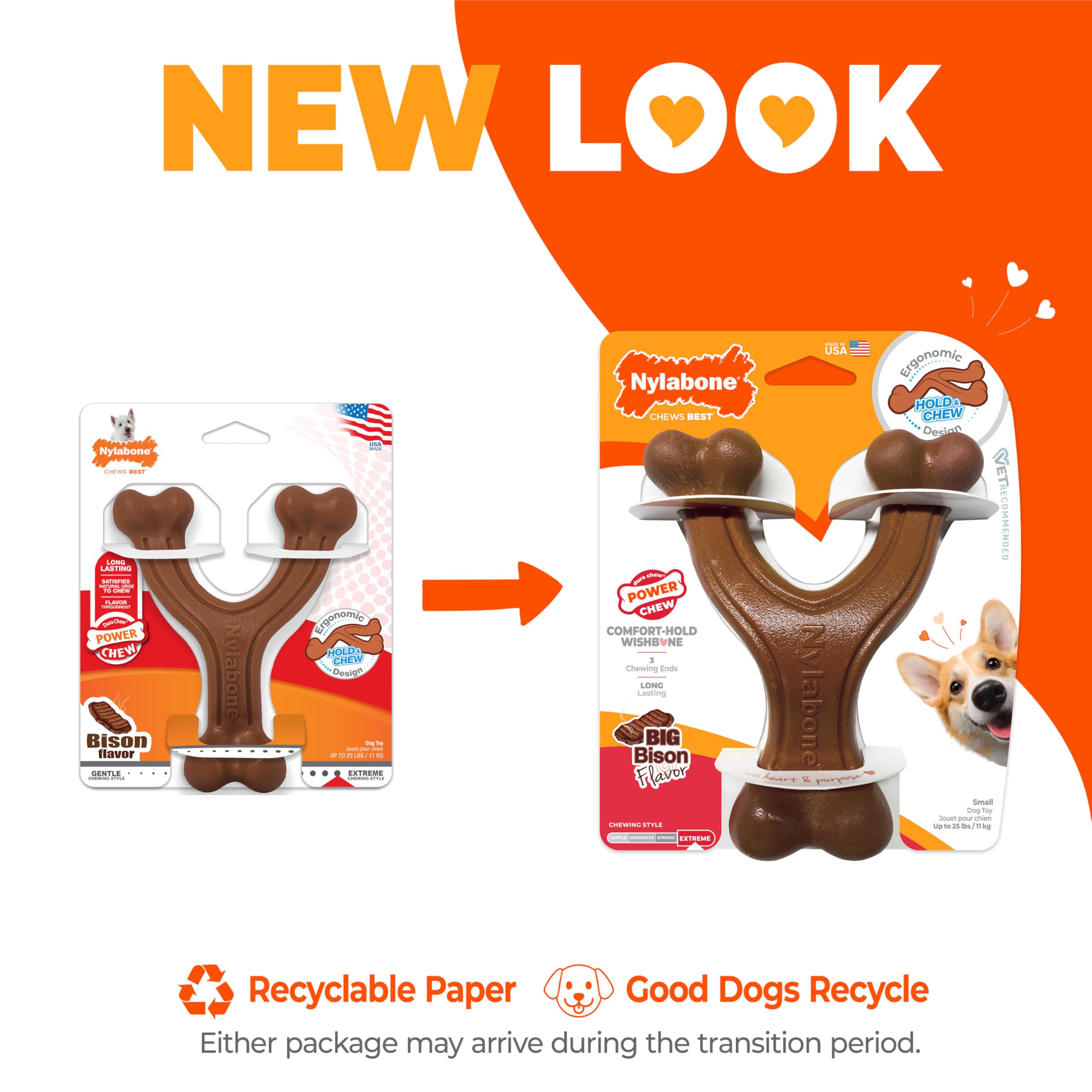 Nylabone Power Chew Wishbone, saveur bison qui perdure pendant le jeu.