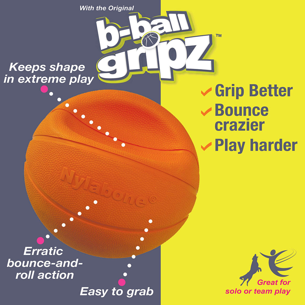 Nylabone Power Play Gripz : balle rebondissante qui roule facilement pour chien.
