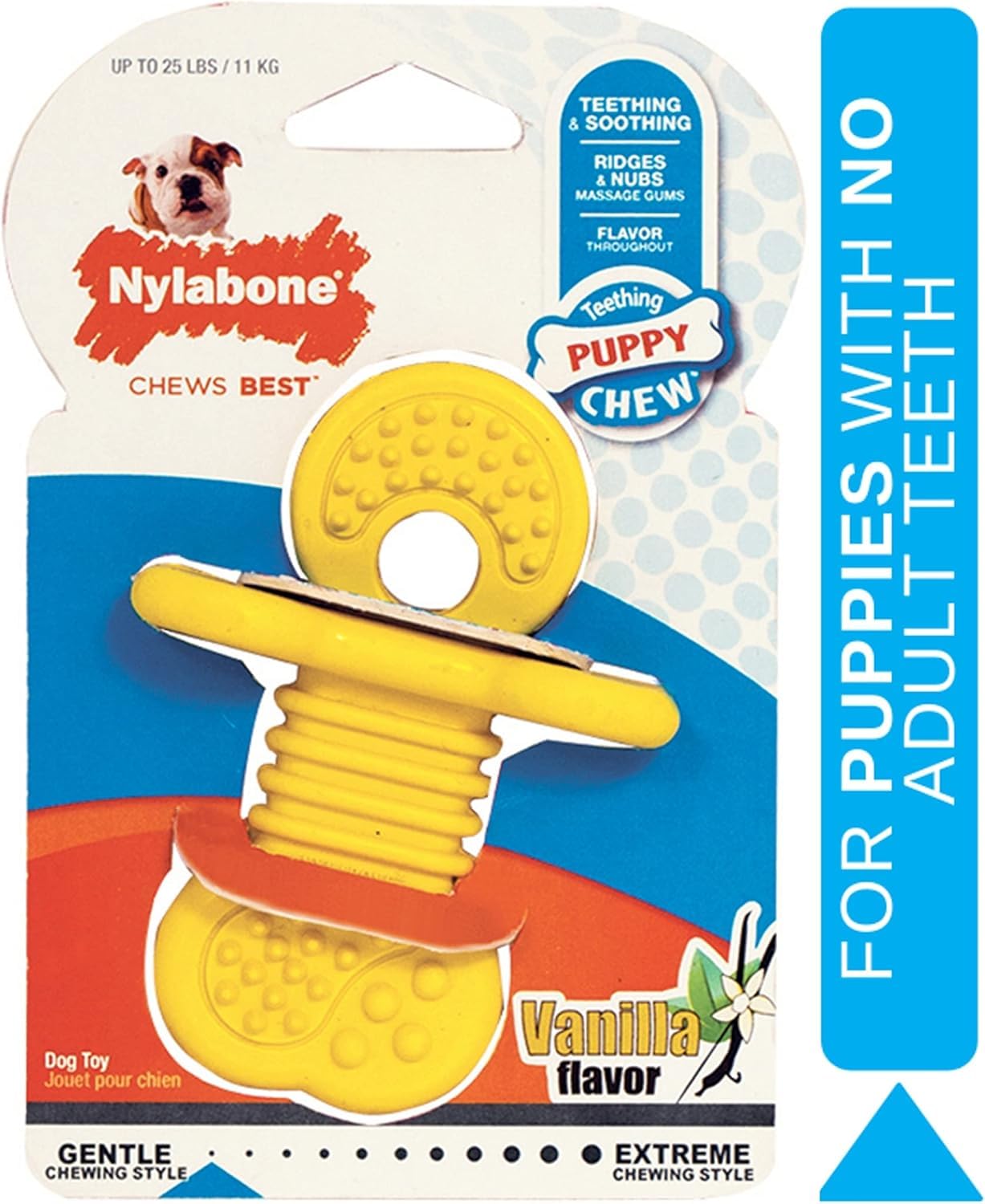 Nylabone Saveur vanille chiot caoutchouc, goût attractif pour encourager le mâchage positif.