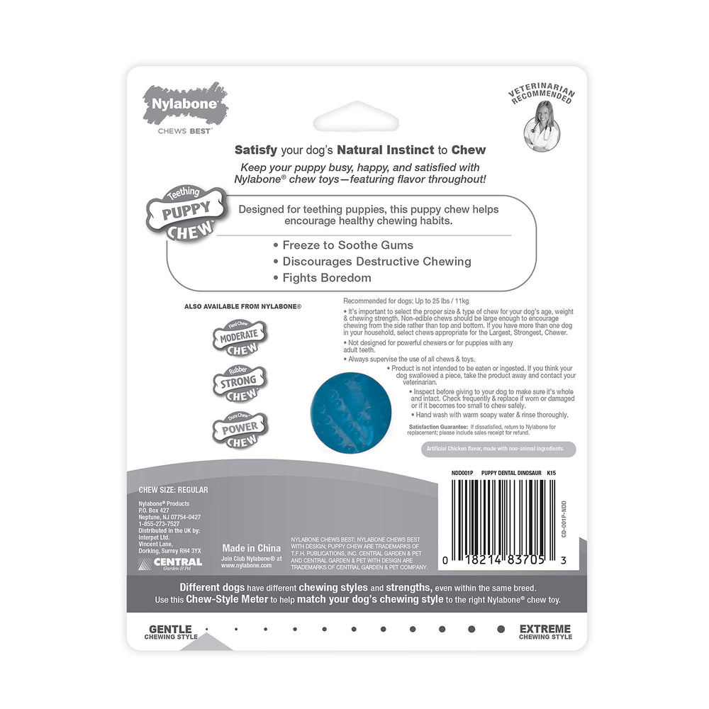 Jouet Nylabone dentition, conçu pour nettoyer légèrement les dents lors de la mastication.