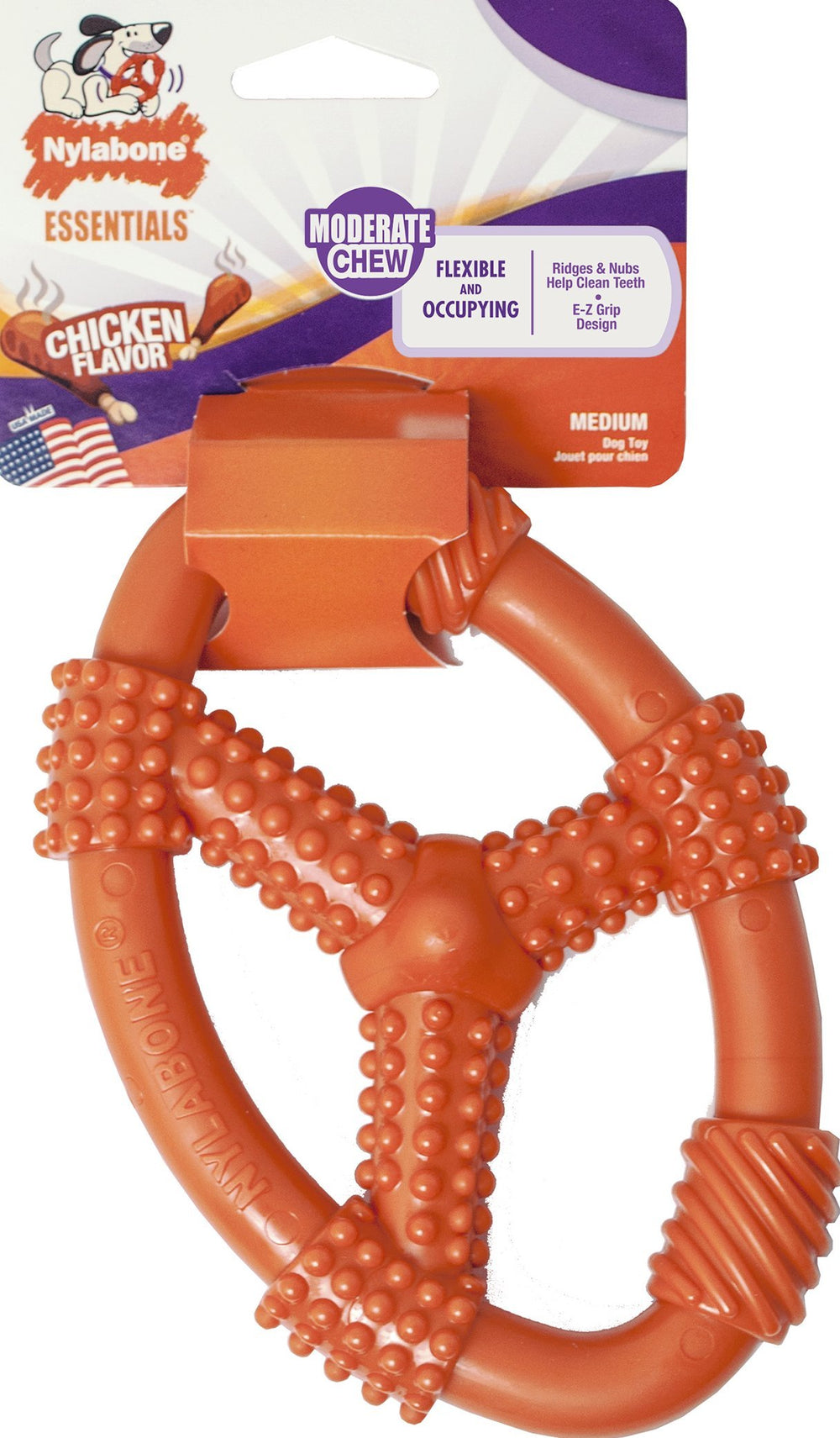TFH Fun N Fit Flex Oval RNG MD de Nylabone, textures dentaires pour encourager brossage pendant jeu