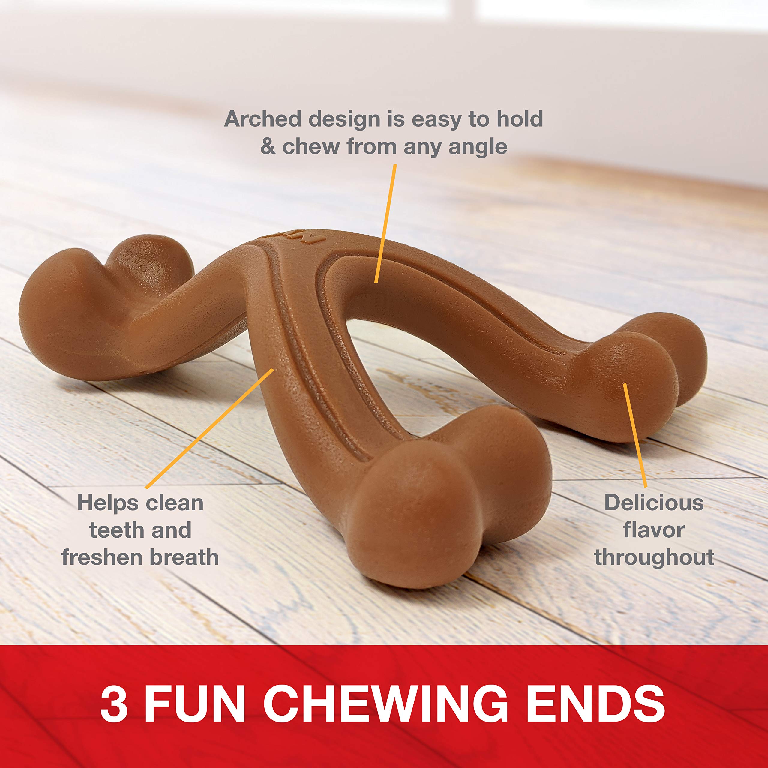 Nylabone: triple-zone de mordage offrant trois expériences sensorielles.