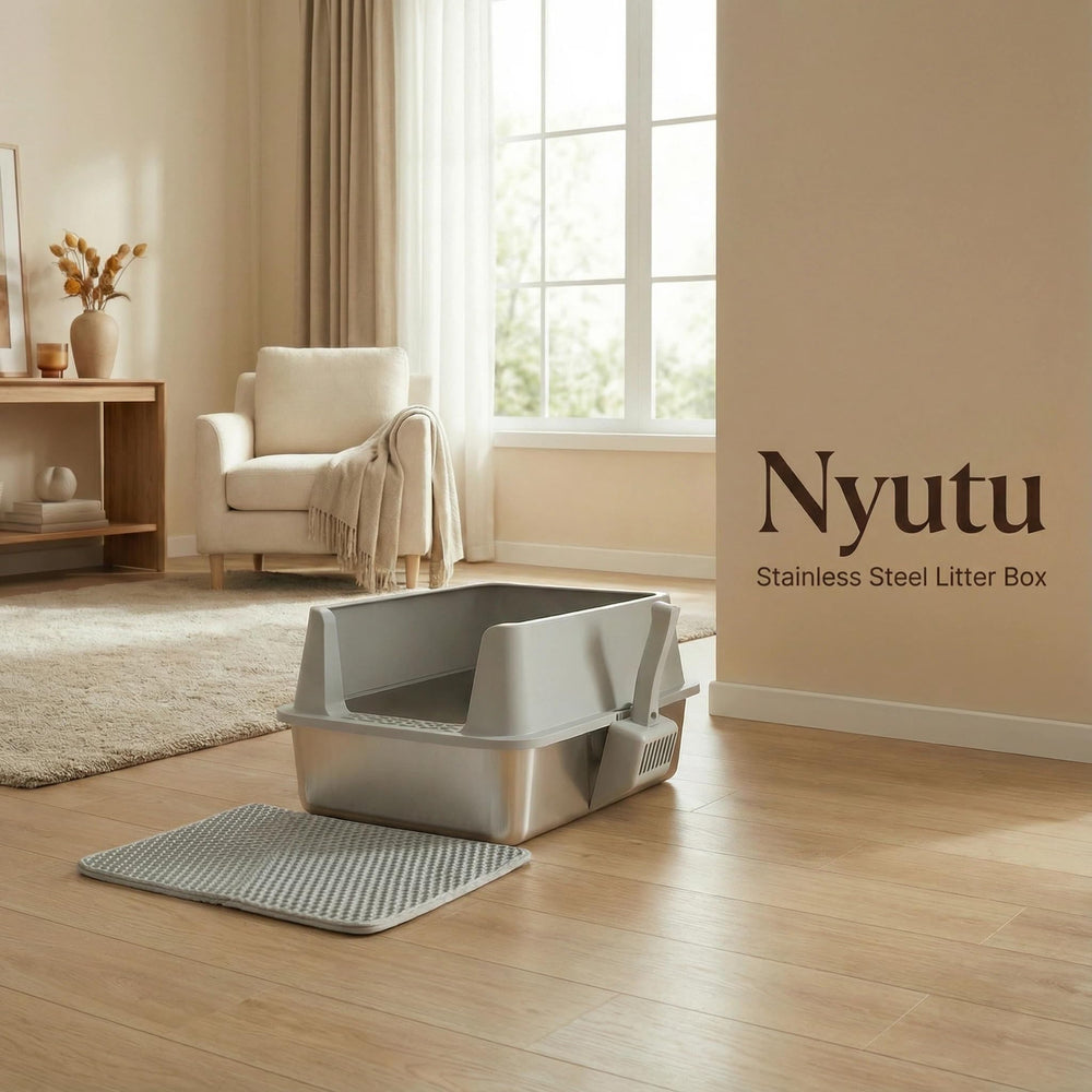 Nyutu bac à litière XL design robuste – durable et adapté aux chats.