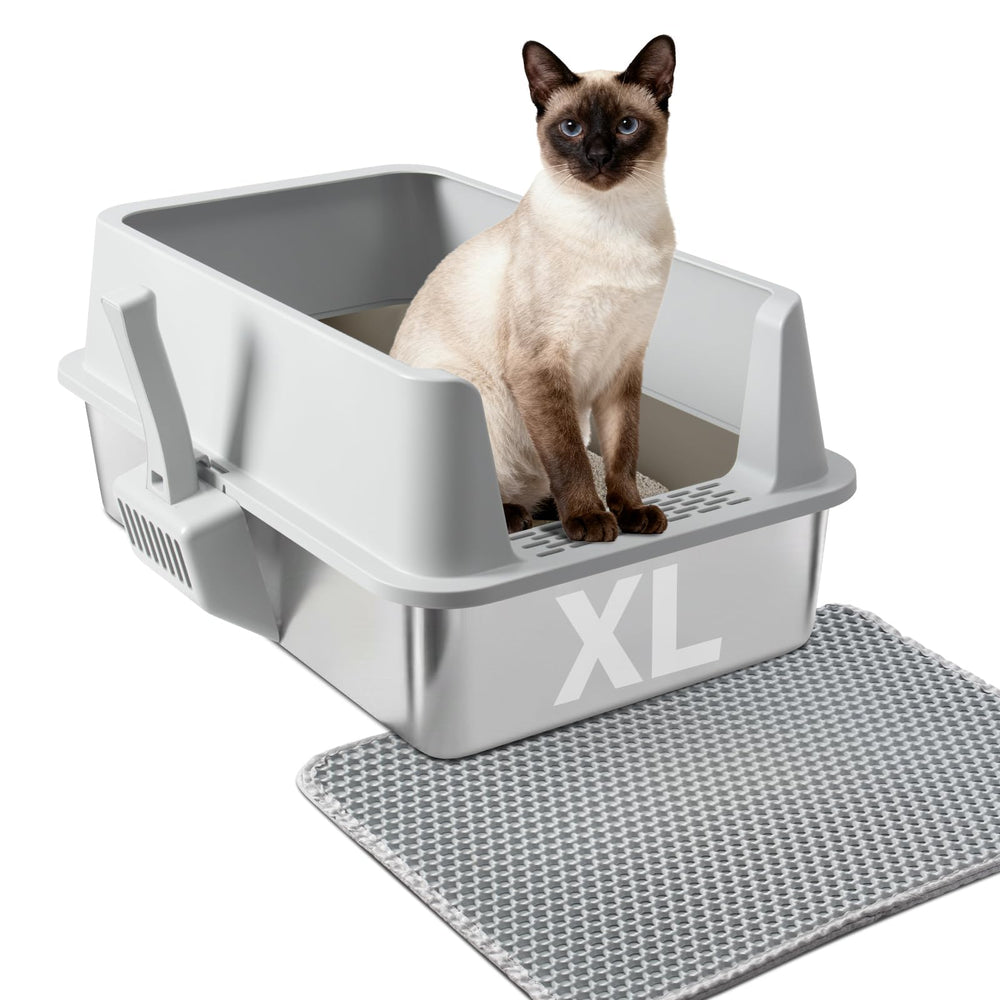 Nyutu bac litière XL avec couvercle pour grands chats et propreté durable.