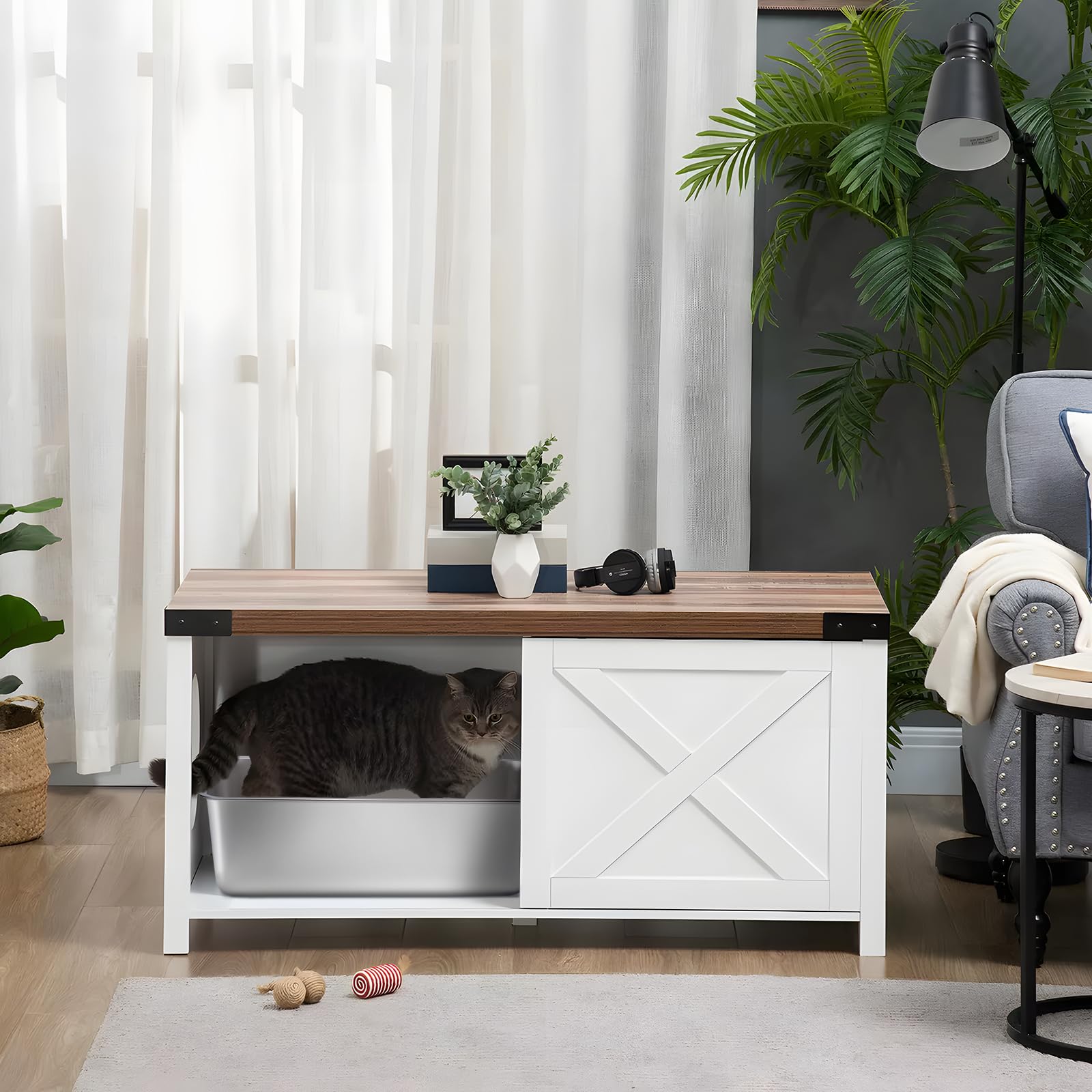 Nyutu litière inox-usage polyvalent pour chat adulte ou chaton.