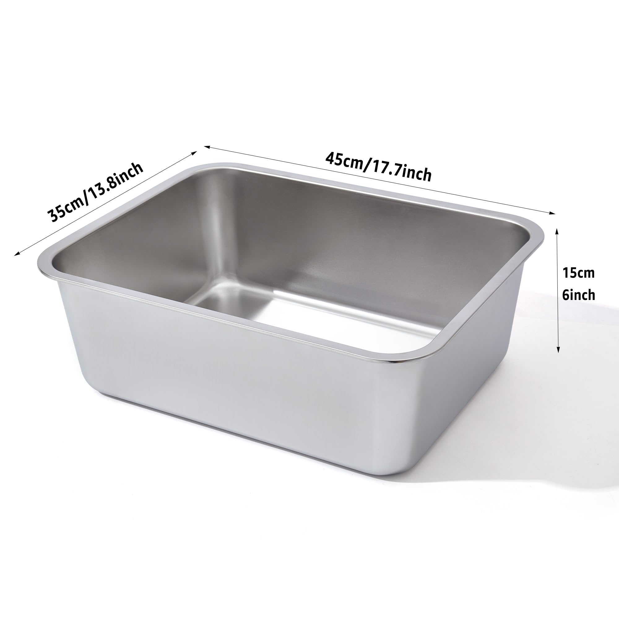 Nyutu boîte litière inox-hauteur élevée pour chats de grande taille.