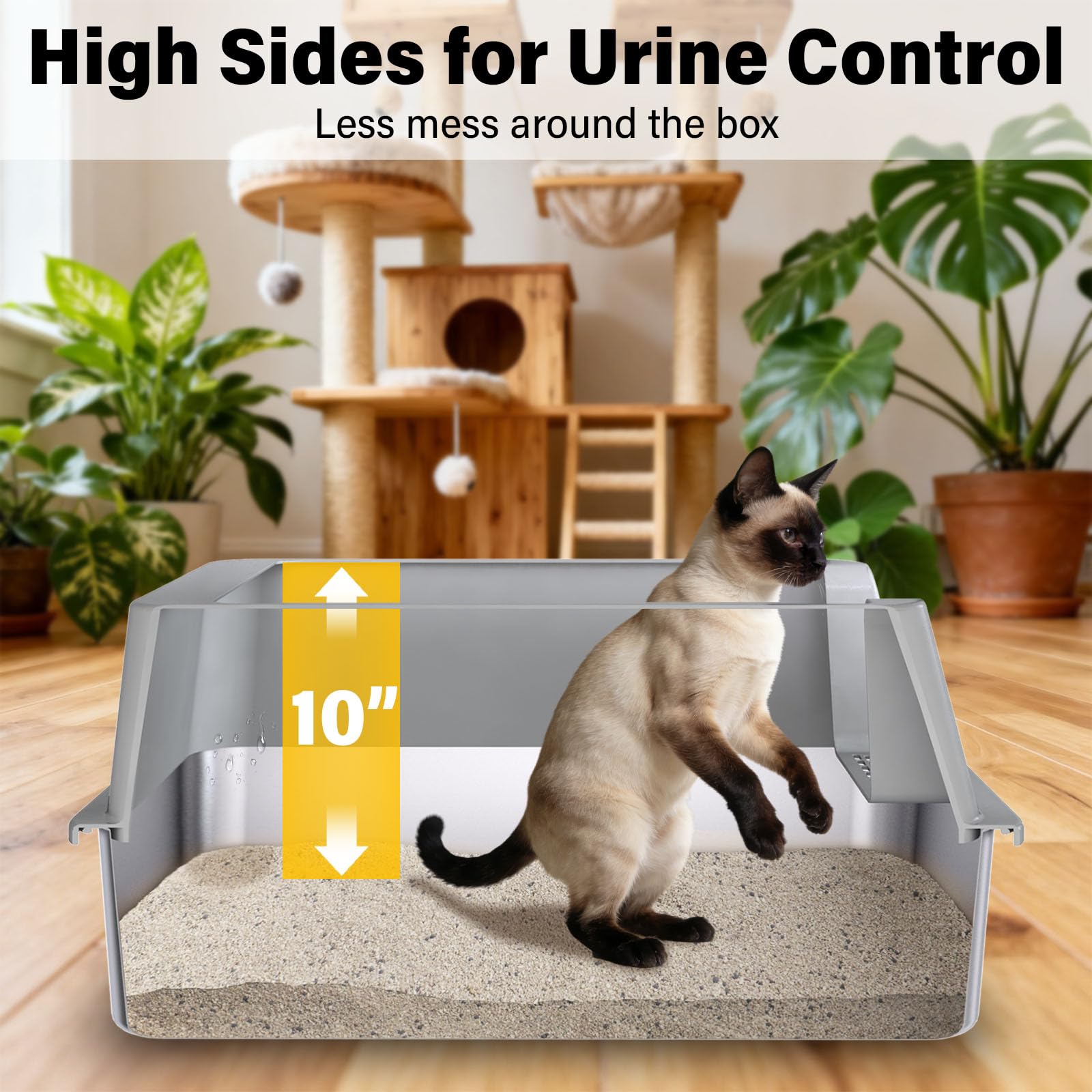 Nyutu XL boîte-litière en acier inox, surface anti-odeurs pour une pièce plus fraîche.