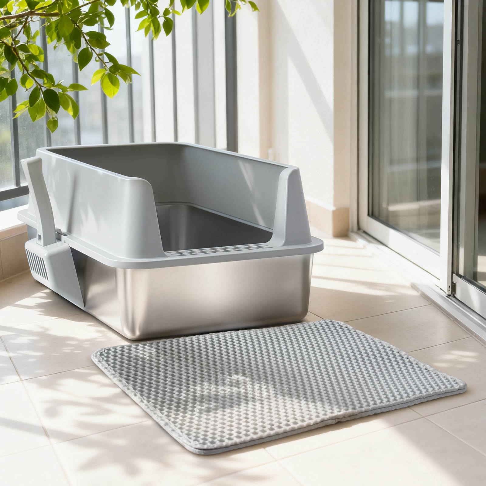 Nyutu XL litiere acier inox surface anti-adhesion facilitant le nettoyage.
