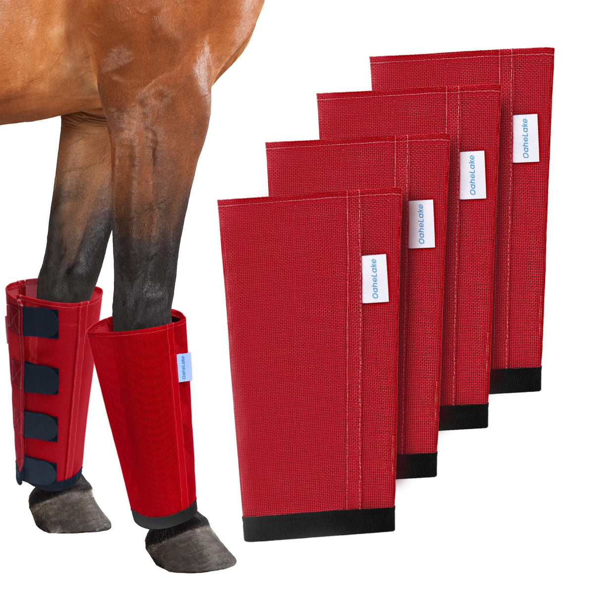 OAHELAKE bottes mesh anti-mouches pour chevaux, ensemble de 4, protection efficace contre les moustiques.