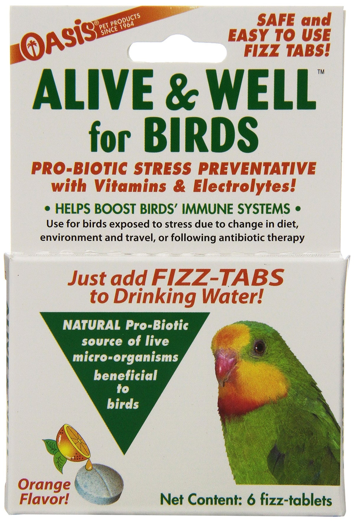 Oasis Alive et Bien: tablettes effervescentes orange se dissolvant dans l'eau
