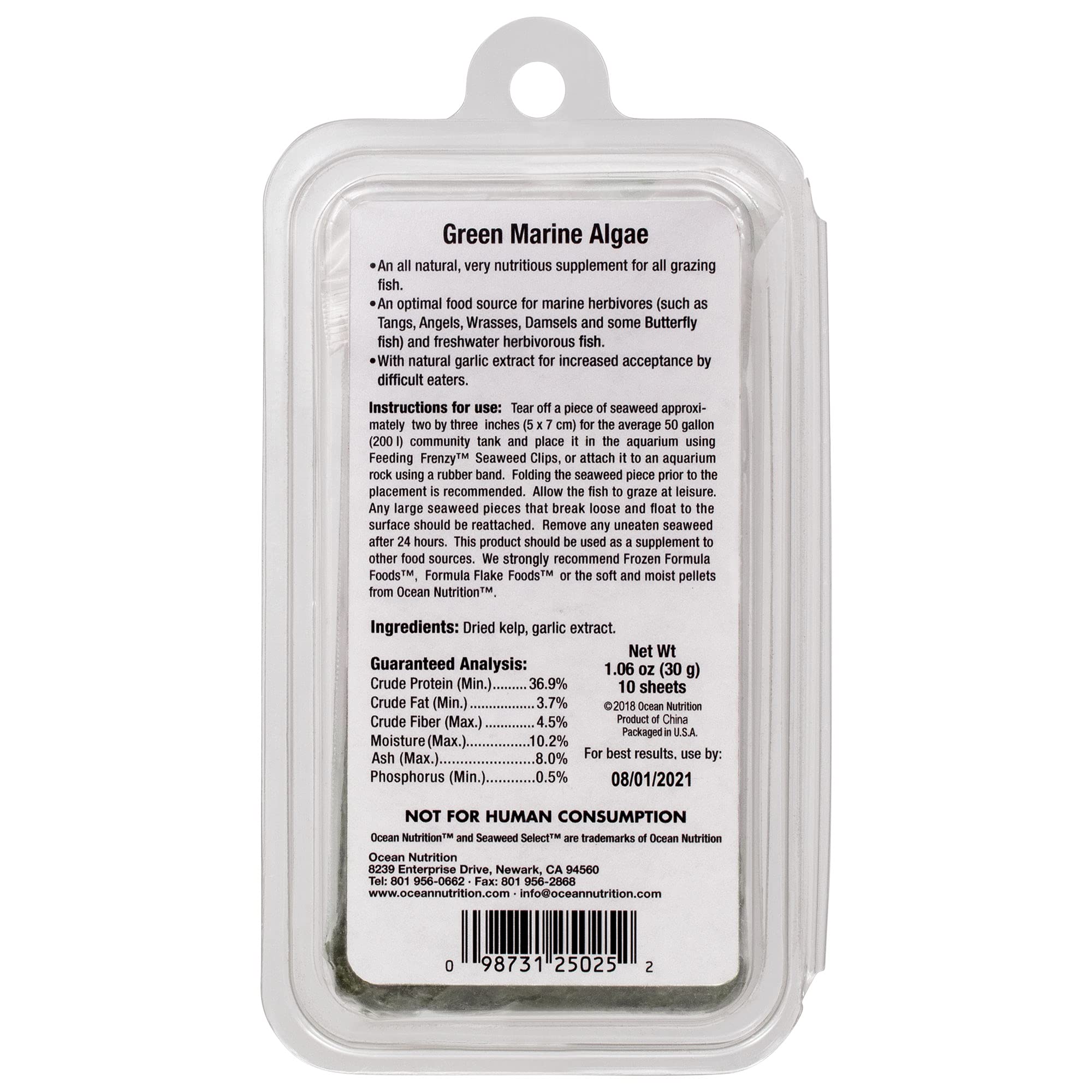 Ocean Nutrition Algues vertes avec extrait ail naturel, attractif pour mangeurs difficiles.