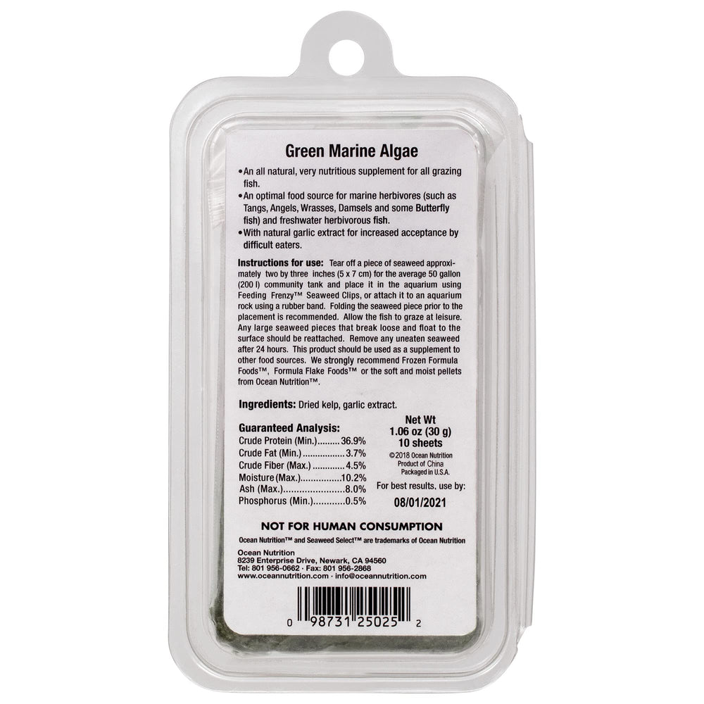 Ocean Nutrition Algues vertes avec extrait ail naturel, attractif pour mangeurs difficiles.