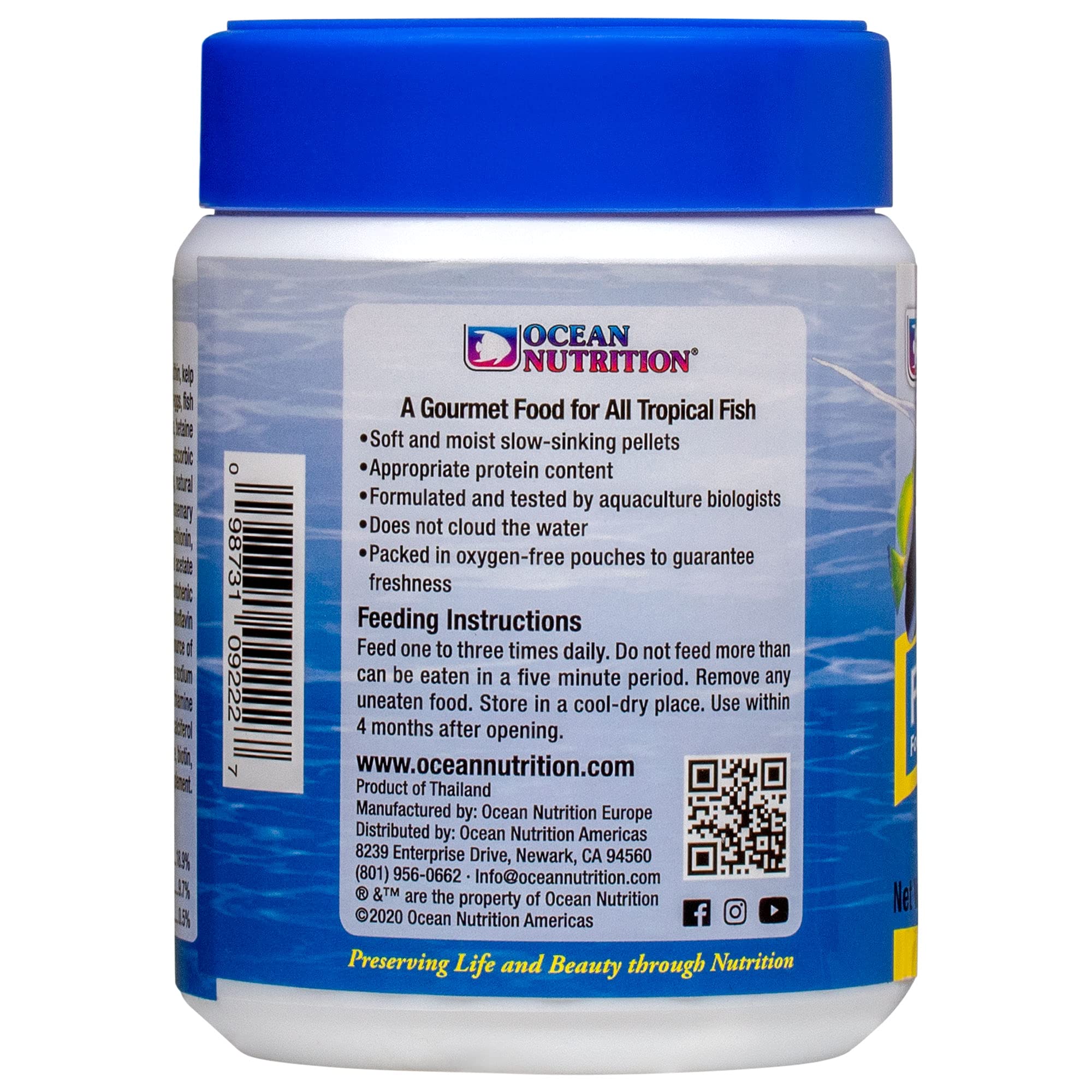 Emballage sans oxygène Ocean Nutrition, frais durable après ouverture.