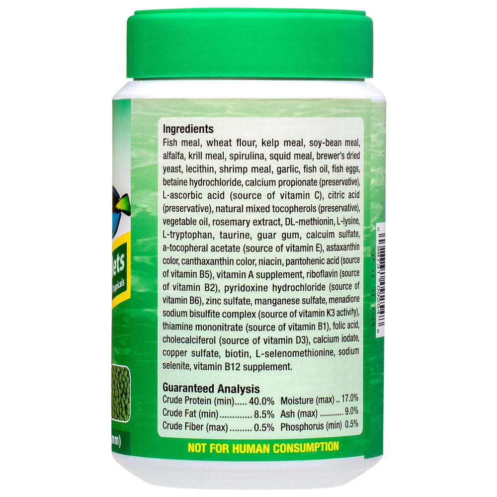 Ocean Nutrition Formule Deux, granulés tendres, offrent alimentation pratique et équilibrée pour poissons herbivores.