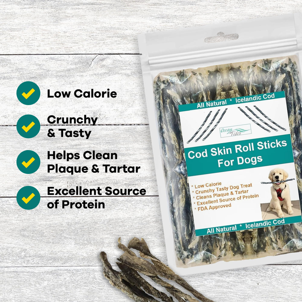 Tranches morue sauvage Ocean Tides – croquantes et savoureuses pour chiens et chats.
