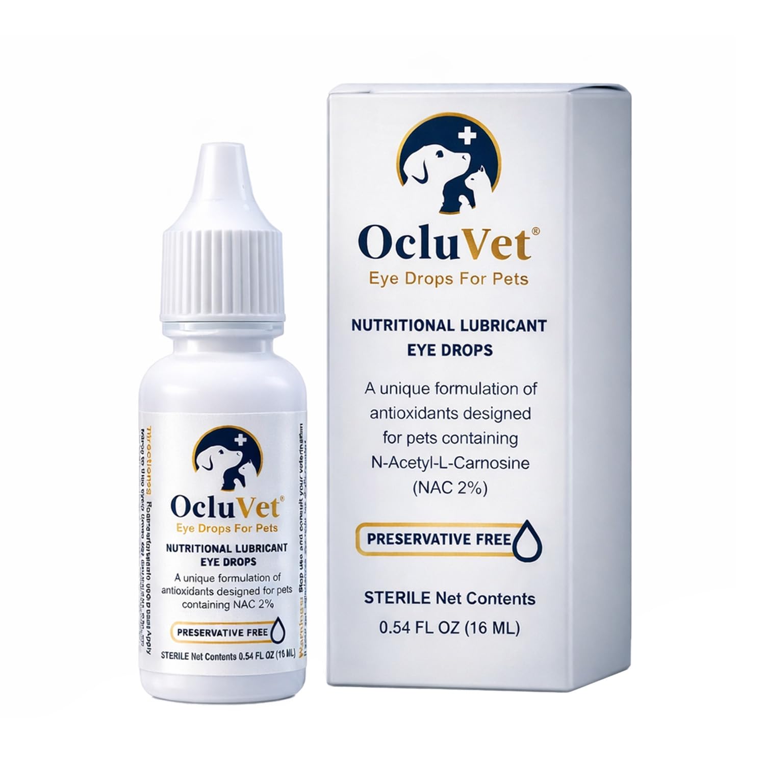 Gouttes OcluVet pour yeux – flacon pratique pour protéger la vision des animaux.