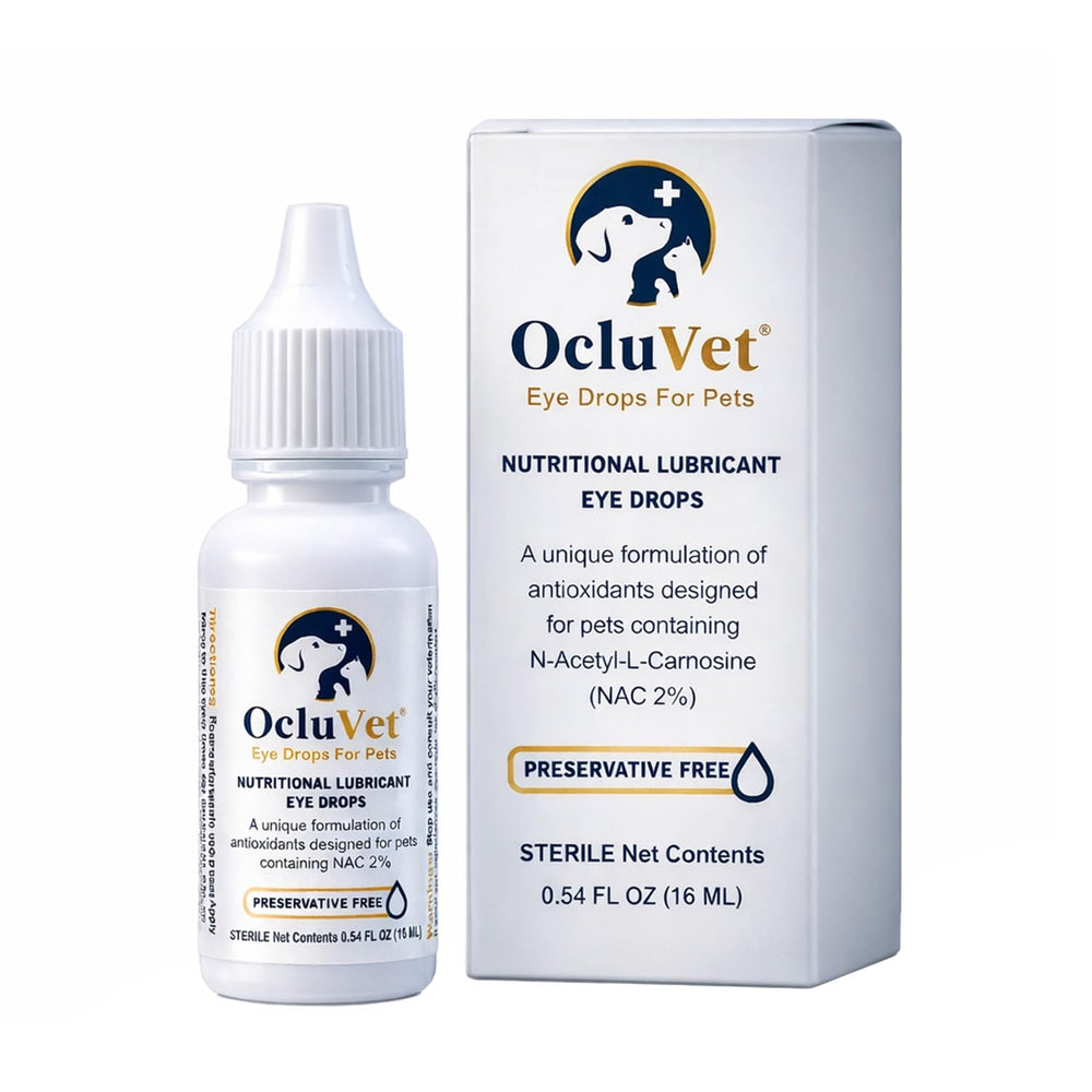 Gouttes OcluVet pour yeux – flacon pratique pour protéger la vision des animaux.