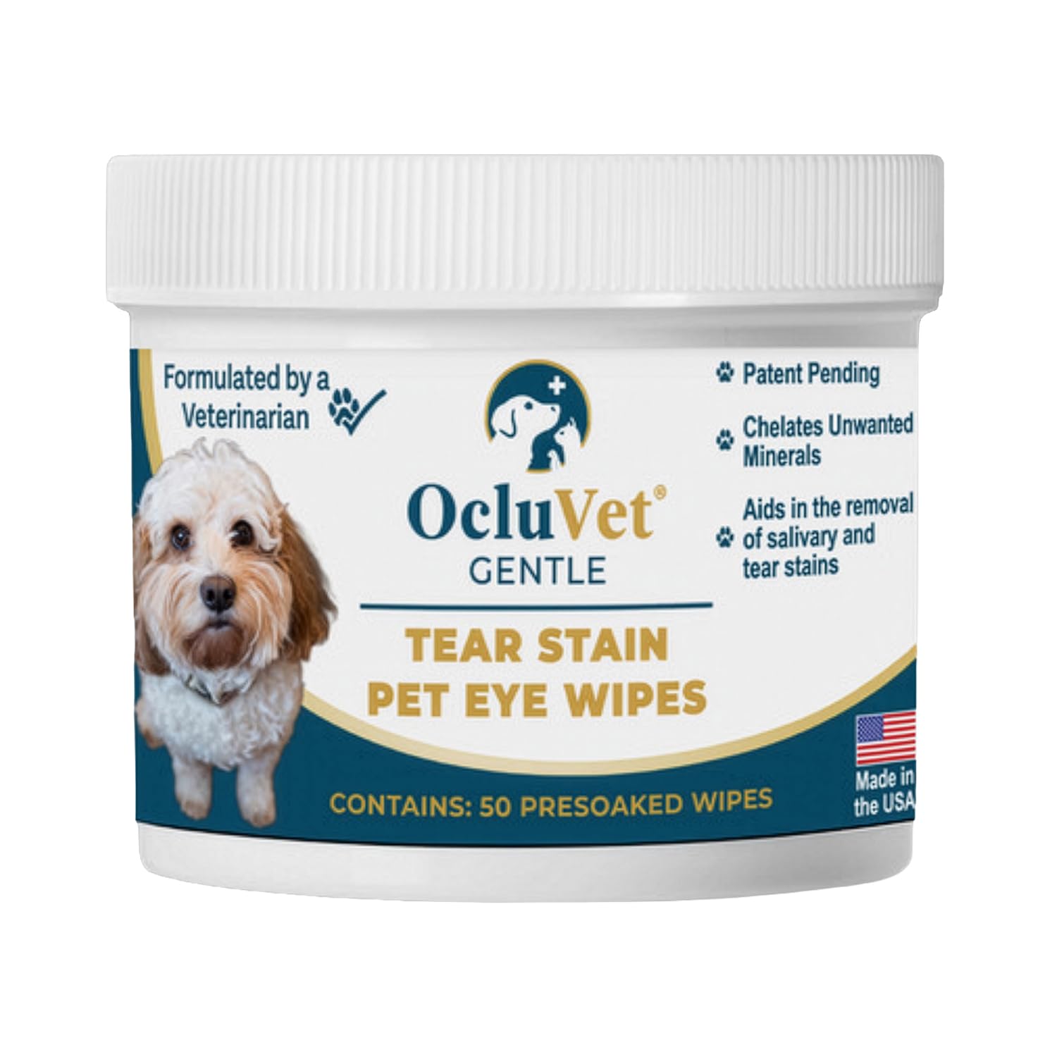 Lingettes OcluVet pour yeux et larmes chez chiens et chats, nettoyage doux
