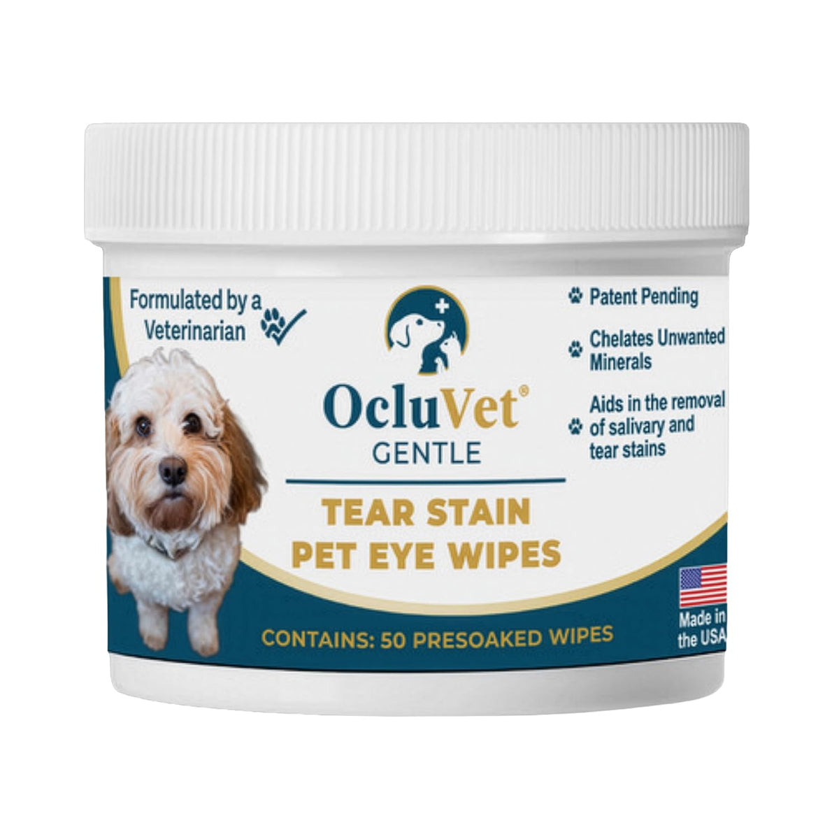 Lingettes OcluVet pour yeux et larmes chez chiens et chats, nettoyage doux
