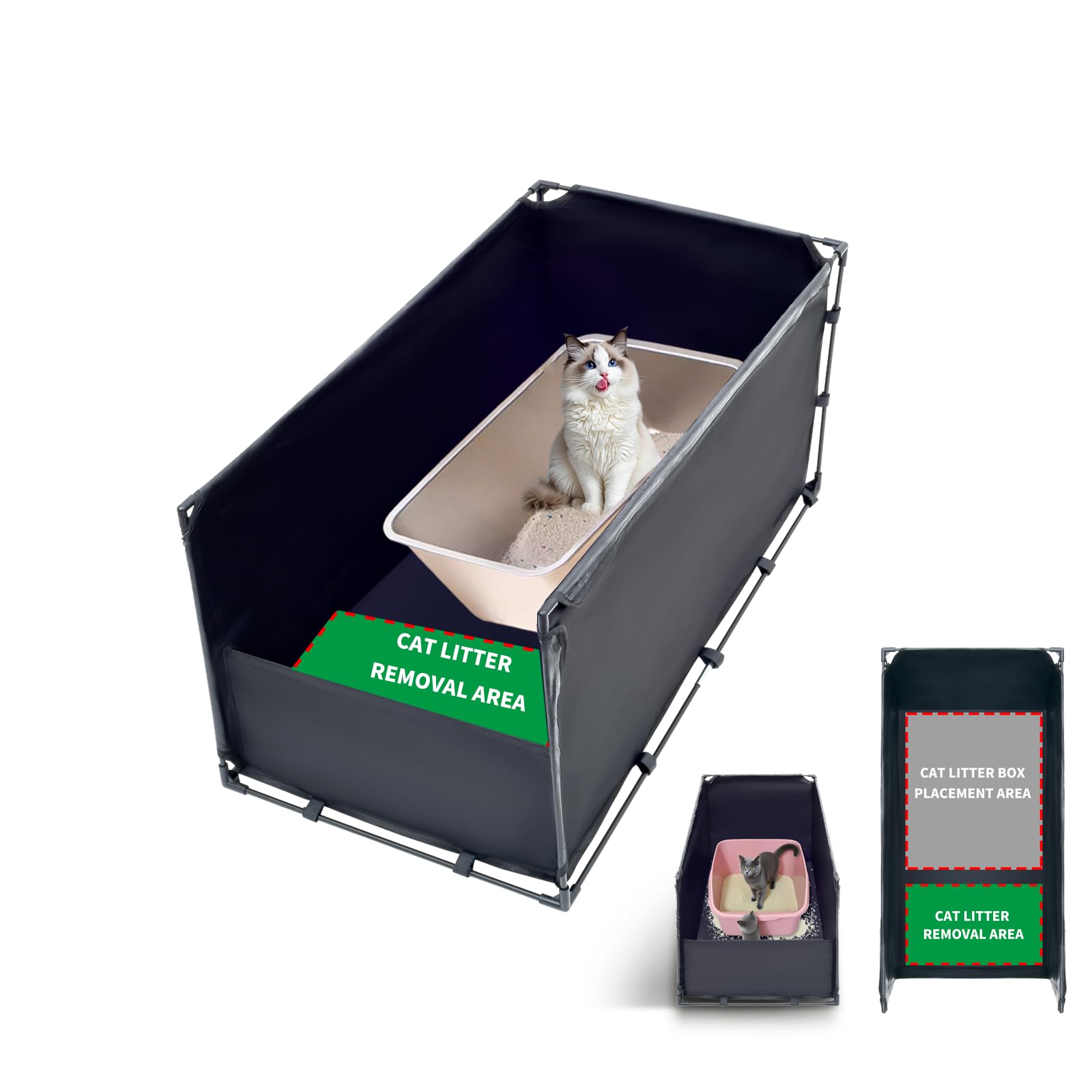 OCMML bac litière extra large couvert — espace généreux pour chats